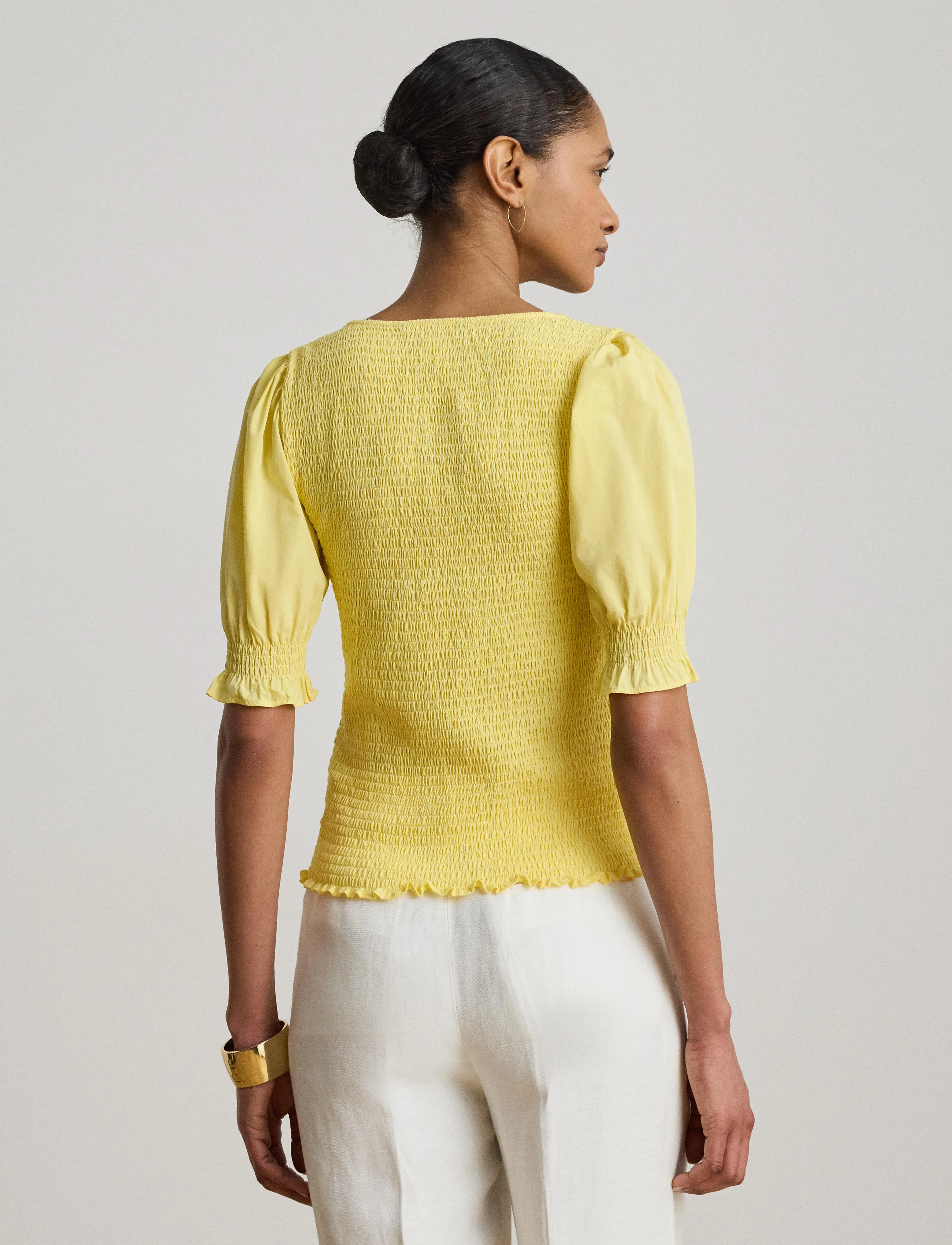 Lauren Ralph Lauren - REFINED COTTON JRSY-KNT-PULLOVER - lühikeste varrukatega pluusid - lemon sorbet - 5