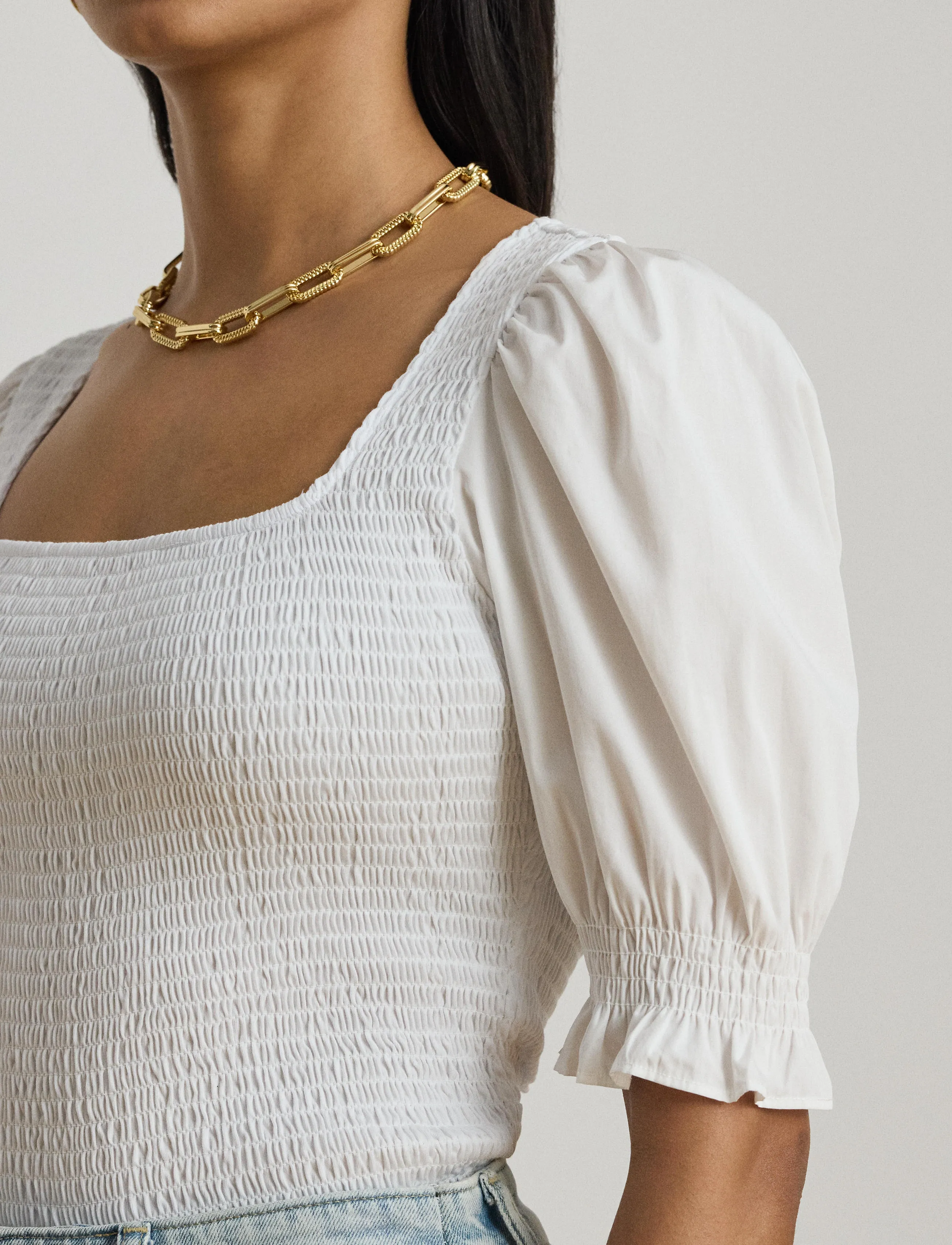 Lauren Ralph Lauren - REFINED COTTON JRSY-KNT-PULLOVER - kortærmede bluser - white - 4
