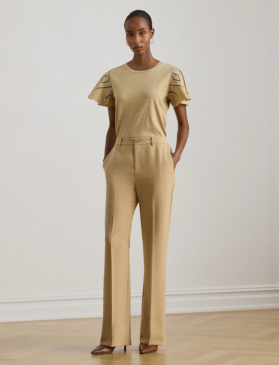 Lauren Ralph Lauren - INDIE CTN SLUB JRSY-KNT-PULLOVER - kurzärmelige blusen - birch tan - 0