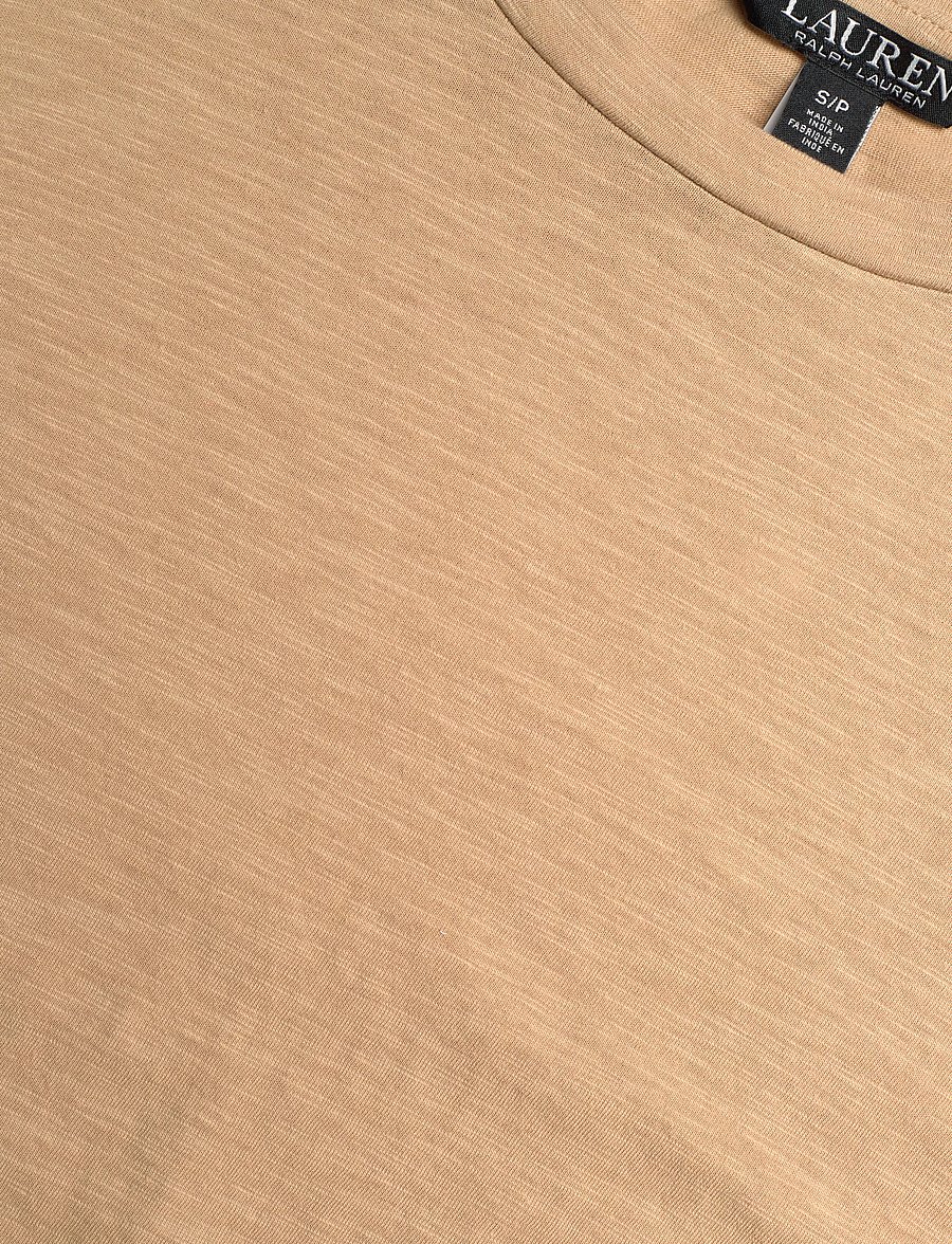 Lauren Ralph Lauren - INDIE CTN SLUB JRSY-KNT-PULLOVER - kurzärmelige blusen - birch tan - 5