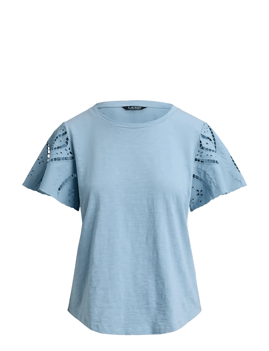 Lauren Ralph Lauren - INDIE CTN SLUB JRSY-KNT-PULLOVER - kurzärmelige blusen - blue note - 1