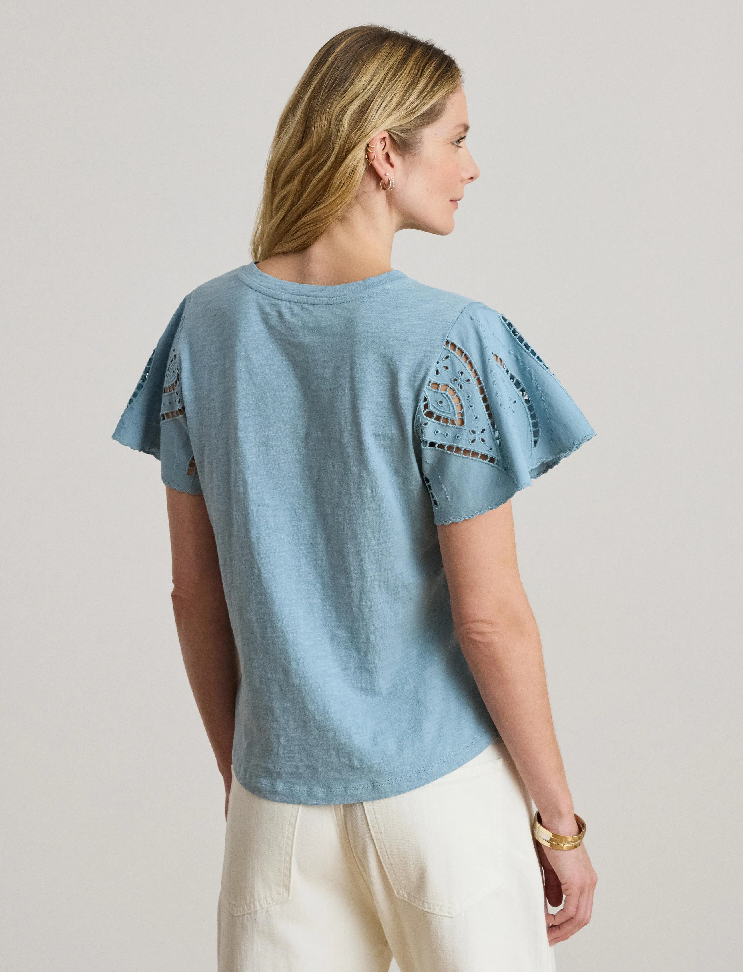 Lauren Ralph Lauren - INDIE CTN SLUB JRSY-KNT-PULLOVER - kurzärmelige blusen - blue note - 3