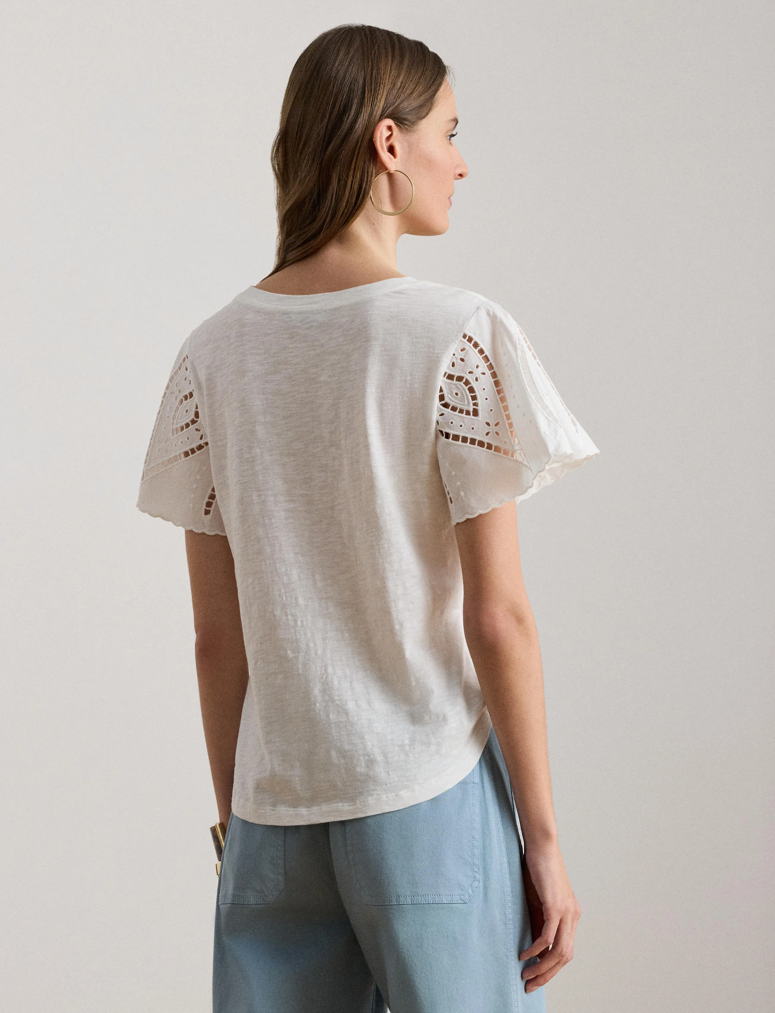 Lauren Ralph Lauren - INDIE CTN SLUB JRSY-KNT-PULLOVER - kortærmede bluser - white - 3
