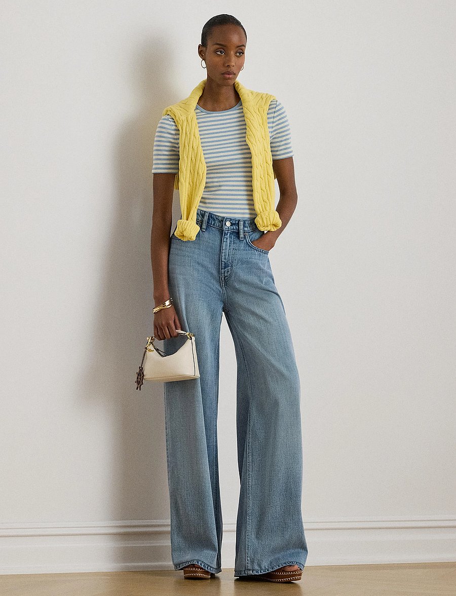 Lauren Ralph Lauren - REFINED STR 1X1 RIB-KNT-T-SHIRT - t-shirts - blue note multi - 0