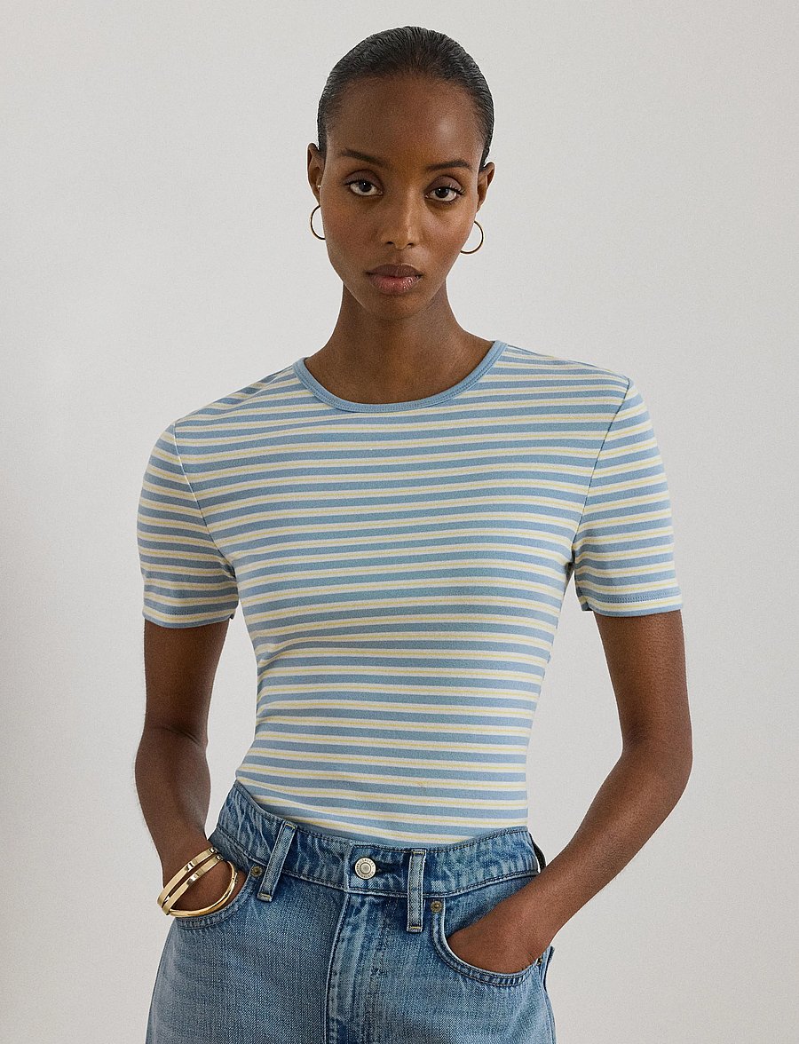 Lauren Ralph Lauren - REFINED STR 1X1 RIB-KNT-T-SHIRT - t-shirts - blue note multi - 3