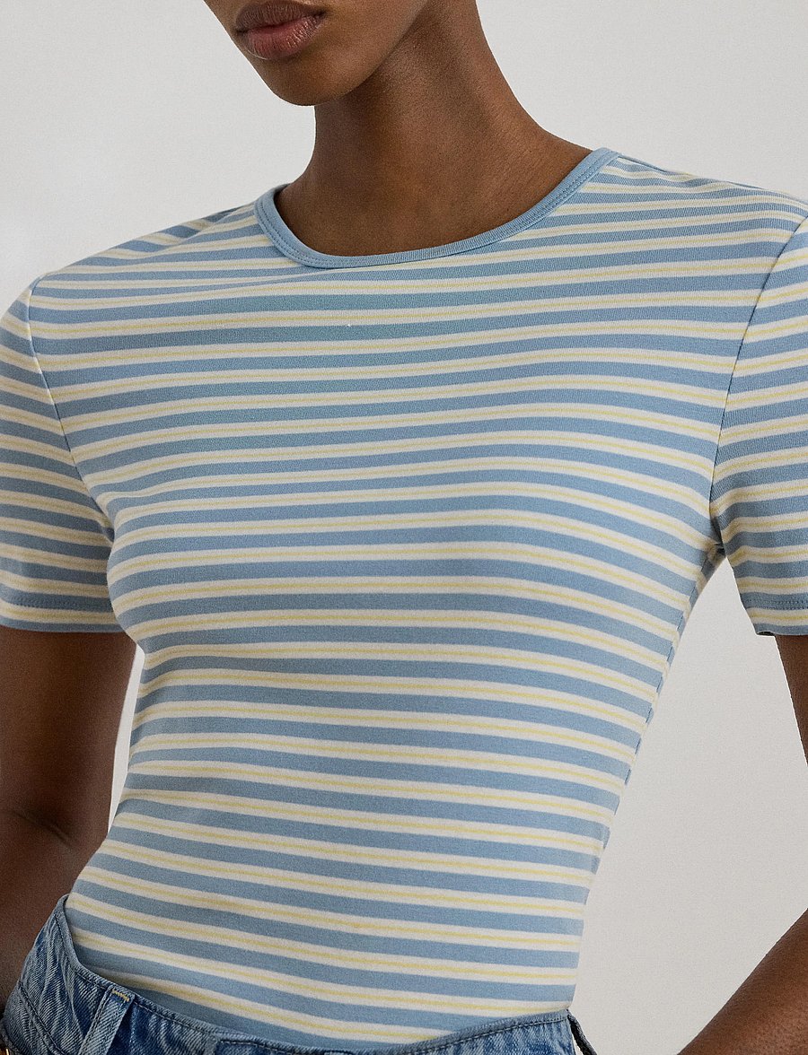 Lauren Ralph Lauren - REFINED STR 1X1 RIB-KNT-T-SHIRT - t-shirts - blue note multi - 4