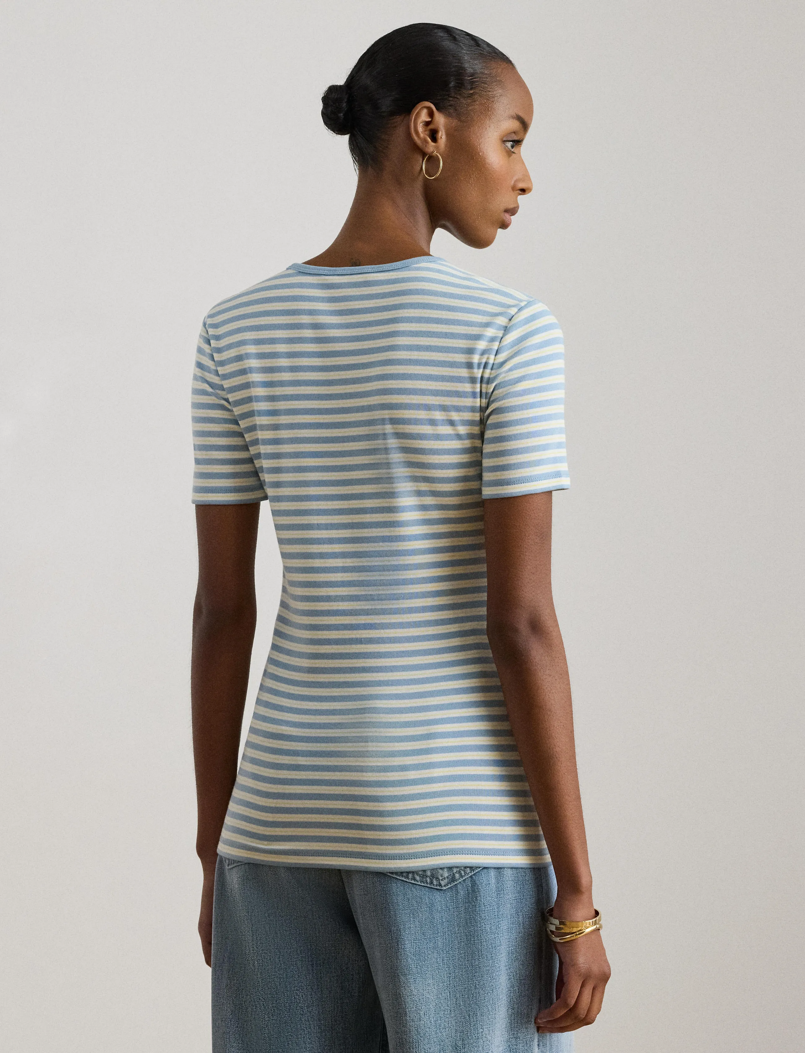 Lauren Ralph Lauren - REFINED STR 1X1 RIB-KNT-T-SHIRT - t-shirts - blue note multi - 5