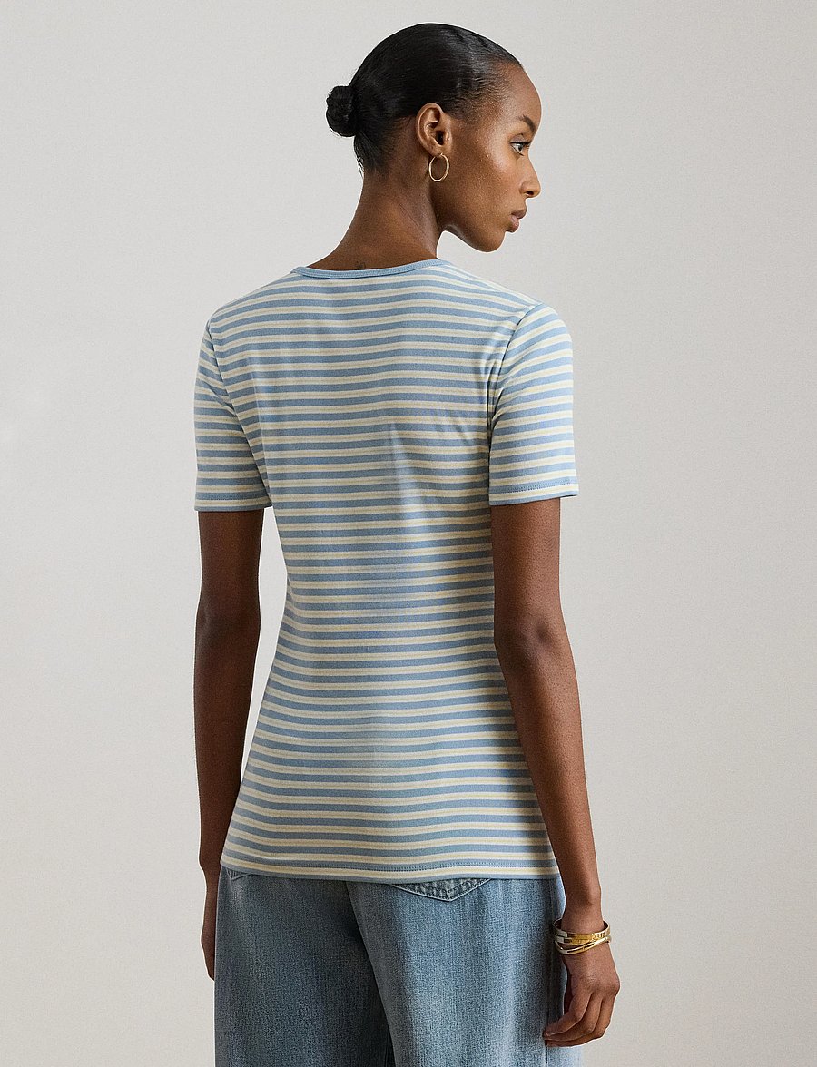 Lauren Ralph Lauren - REFINED STR 1X1 RIB-KNT-T-SHIRT - t-shirts - blue note multi - 5