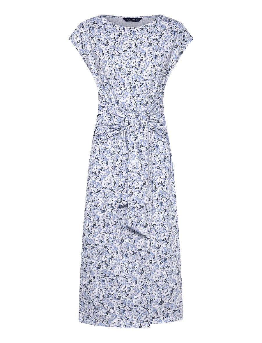 Lauren Ralph Lauren - REFRESH CTN MDL JSY-KNT-DRESSES - sommerkjoler - white/blue - 0