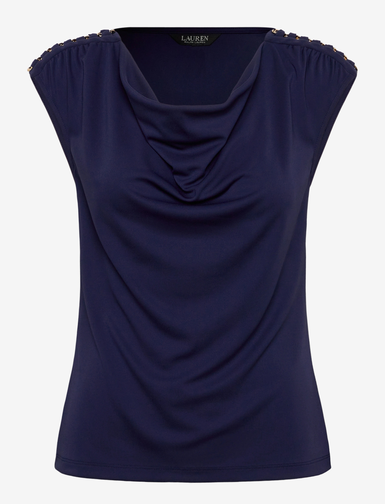 Lauren Ralph Lauren - Stretch Jersey Sleeveless Cowlneck Top - Ærmeløse toppe - refined navy - 0