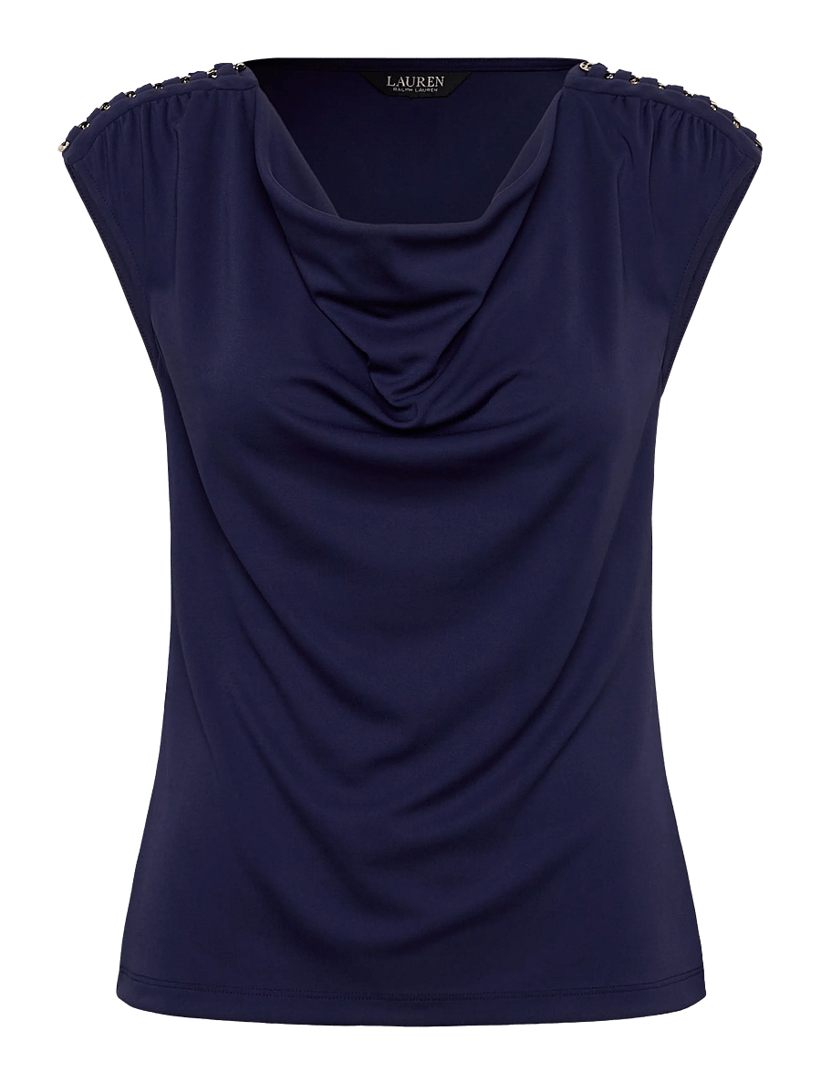 Lauren Ralph Lauren - STR MATTE JERSEY-R-KNIT TOP - tanktops - refined navy - 1