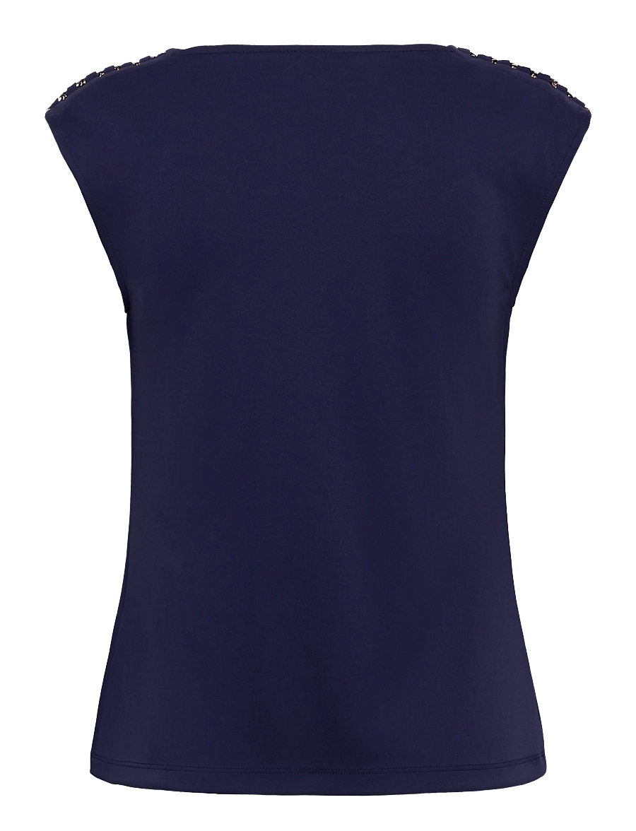 Lauren Ralph Lauren - STR MATTE JERSEY-R-KNIT TOP - tanktops - refined navy - 2