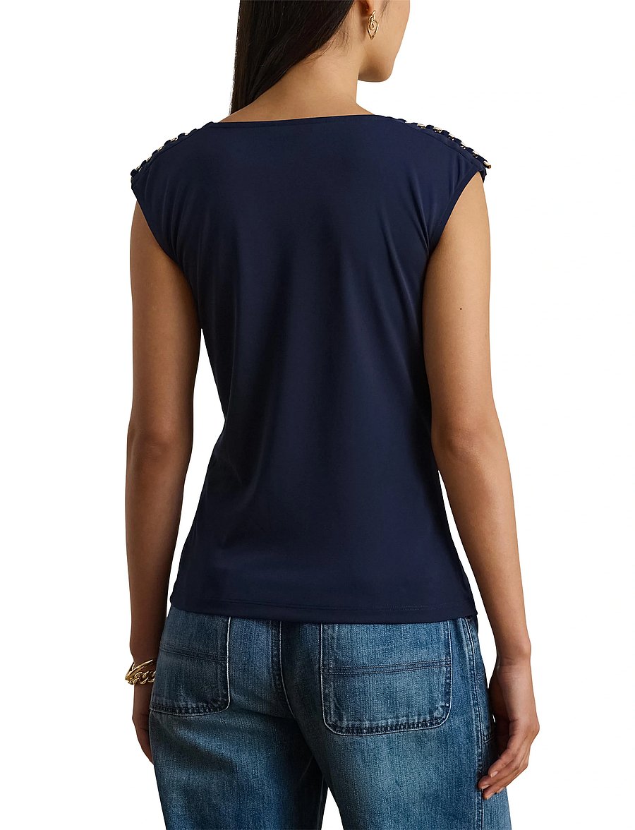 Lauren Ralph Lauren - STR MATTE JERSEY-R-KNIT TOP - tanktops - refined navy - 3