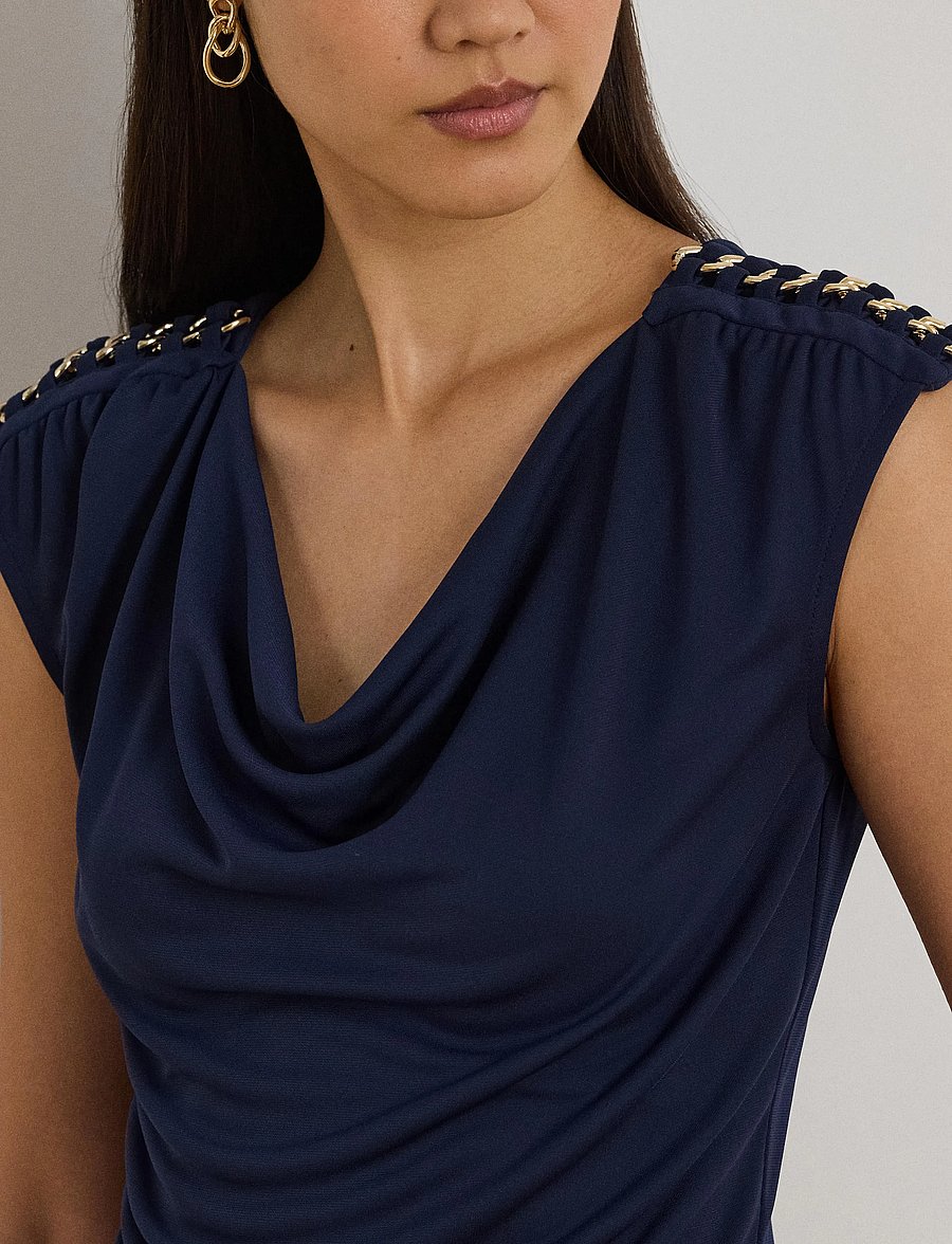 Lauren Ralph Lauren - STR MATTE JERSEY-R-KNIT TOP - tanktops - refined navy - 4