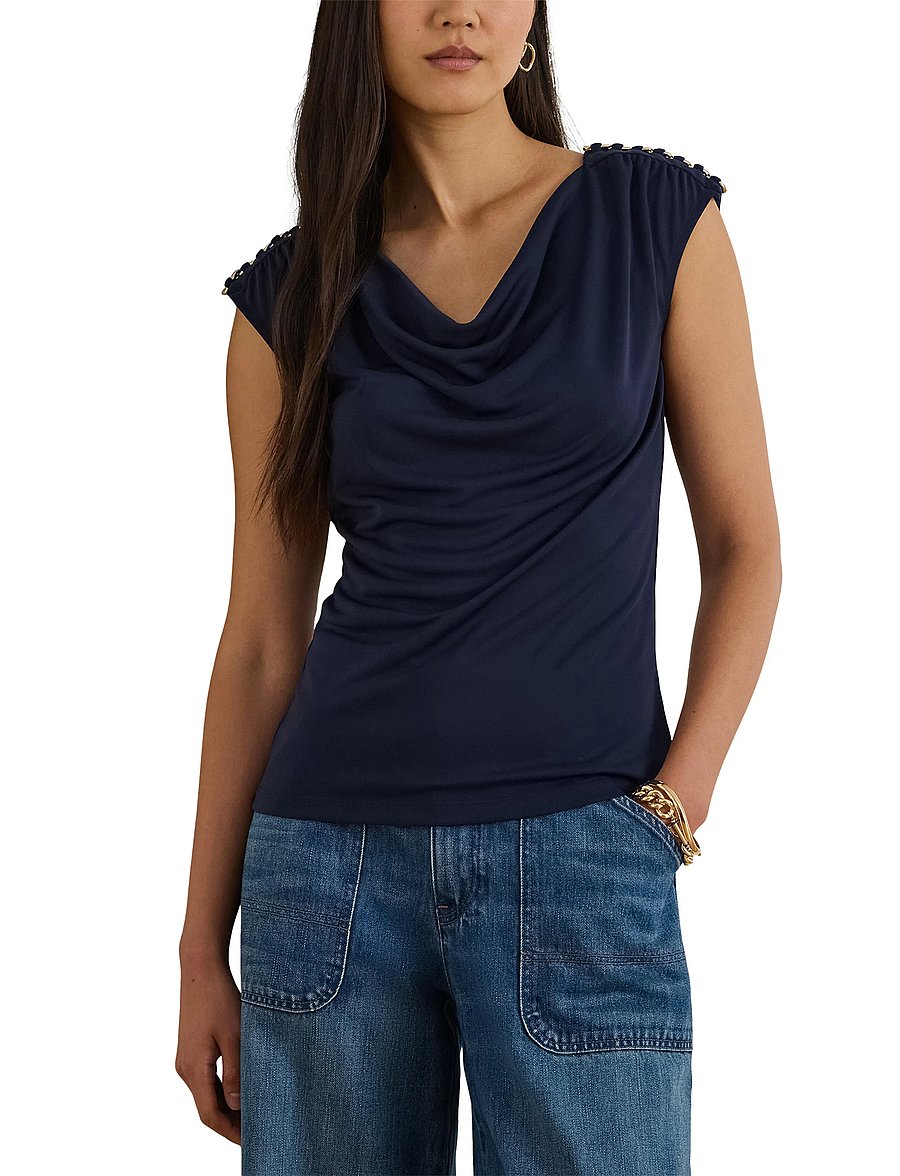 Lauren Ralph Lauren - STR MATTE JERSEY-R-KNIT TOP - tanktops - refined navy - 5