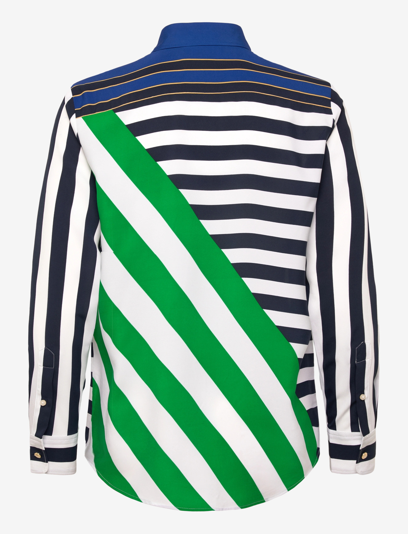 Lauren Ralph Lauren - Classic Fit Striped Crepe Shirt - teksasärgid - navy/white/green - 1