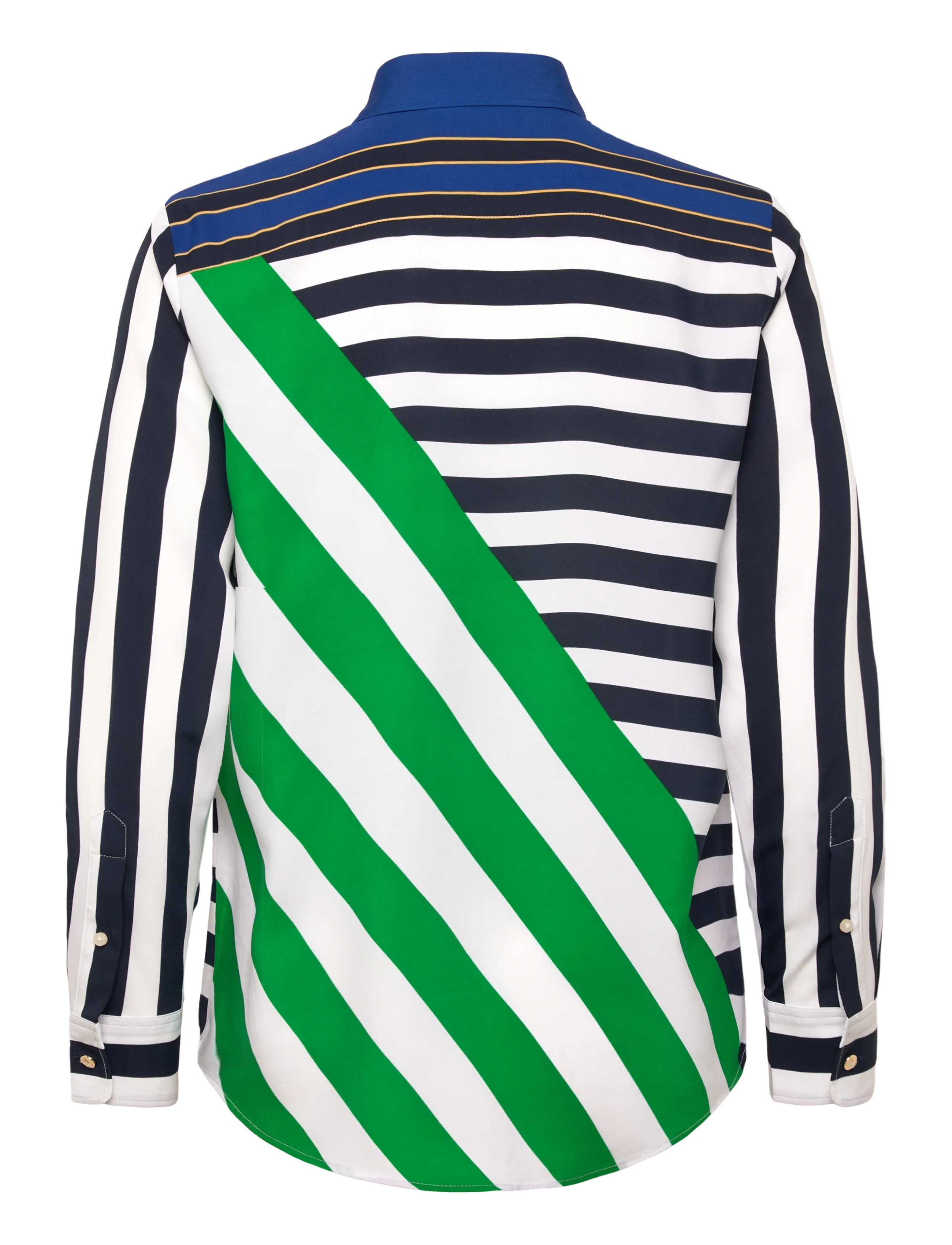 Lauren Ralph Lauren - Classic Fit Striped Crepe Shirt - long-sleeved shirts - navy/white/green - 2