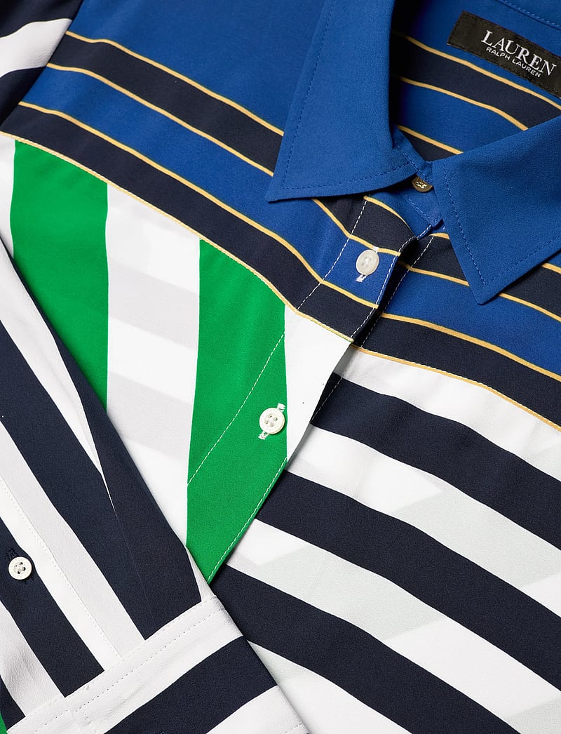 Lauren Ralph Lauren - Classic Fit Striped Crepe Shirt - langärmlige hemden - navy/white/green - 2