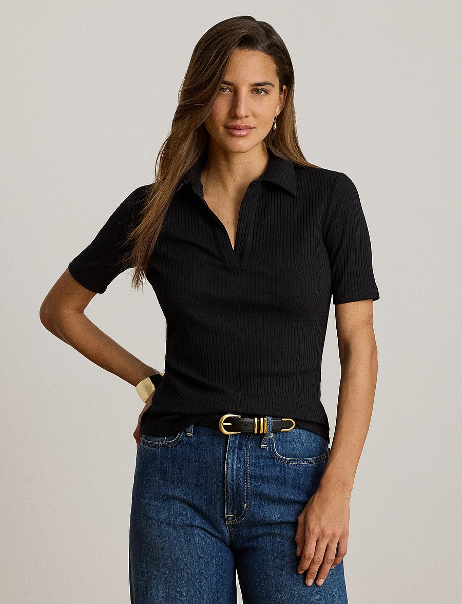 Lauren Ralph Lauren - MODERN RIB-KNT-POLO - poloer - black - 0