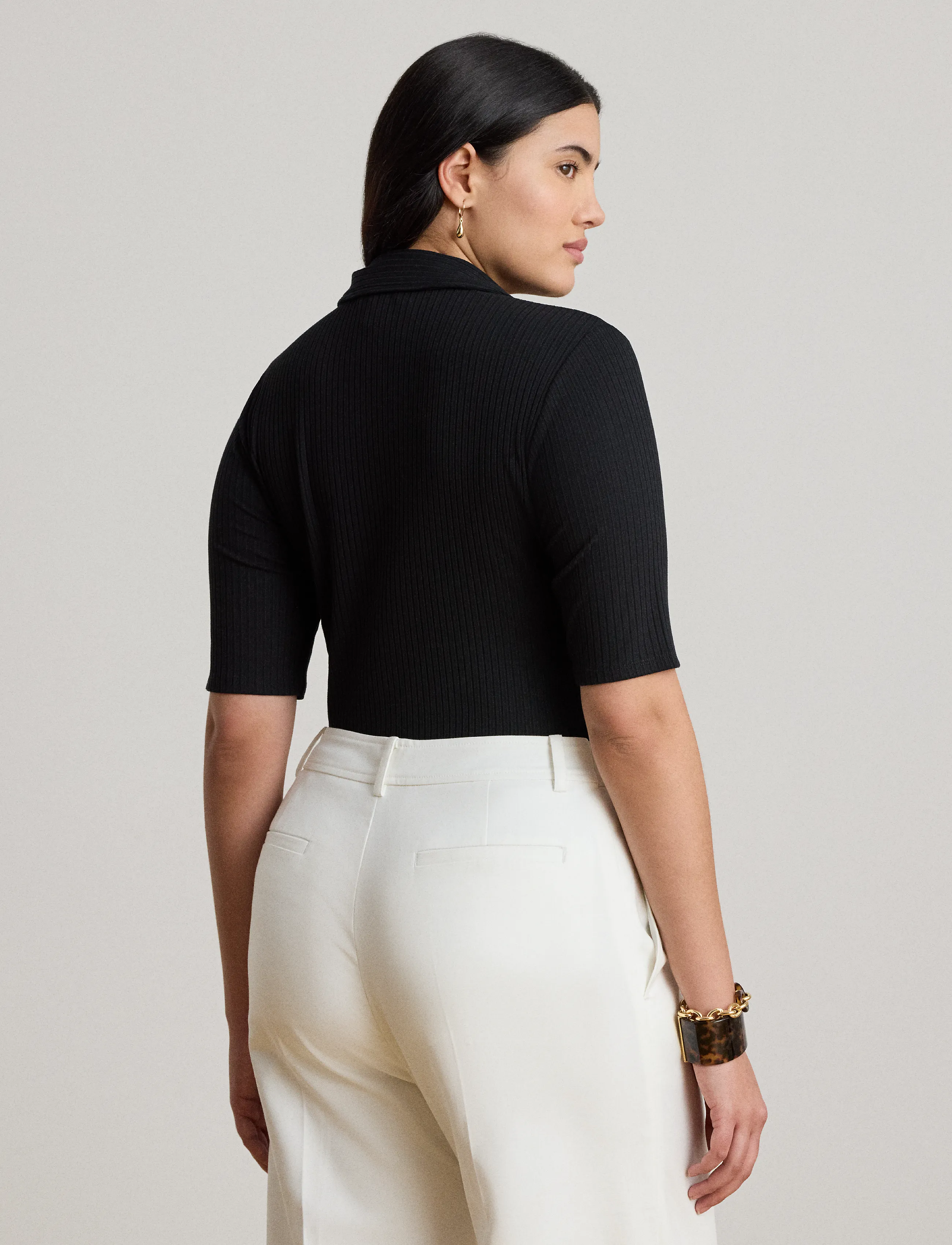 Lauren Ralph Lauren Rib-Knit Elbow-Sleeve Polo Tee blusar dam – bild 7