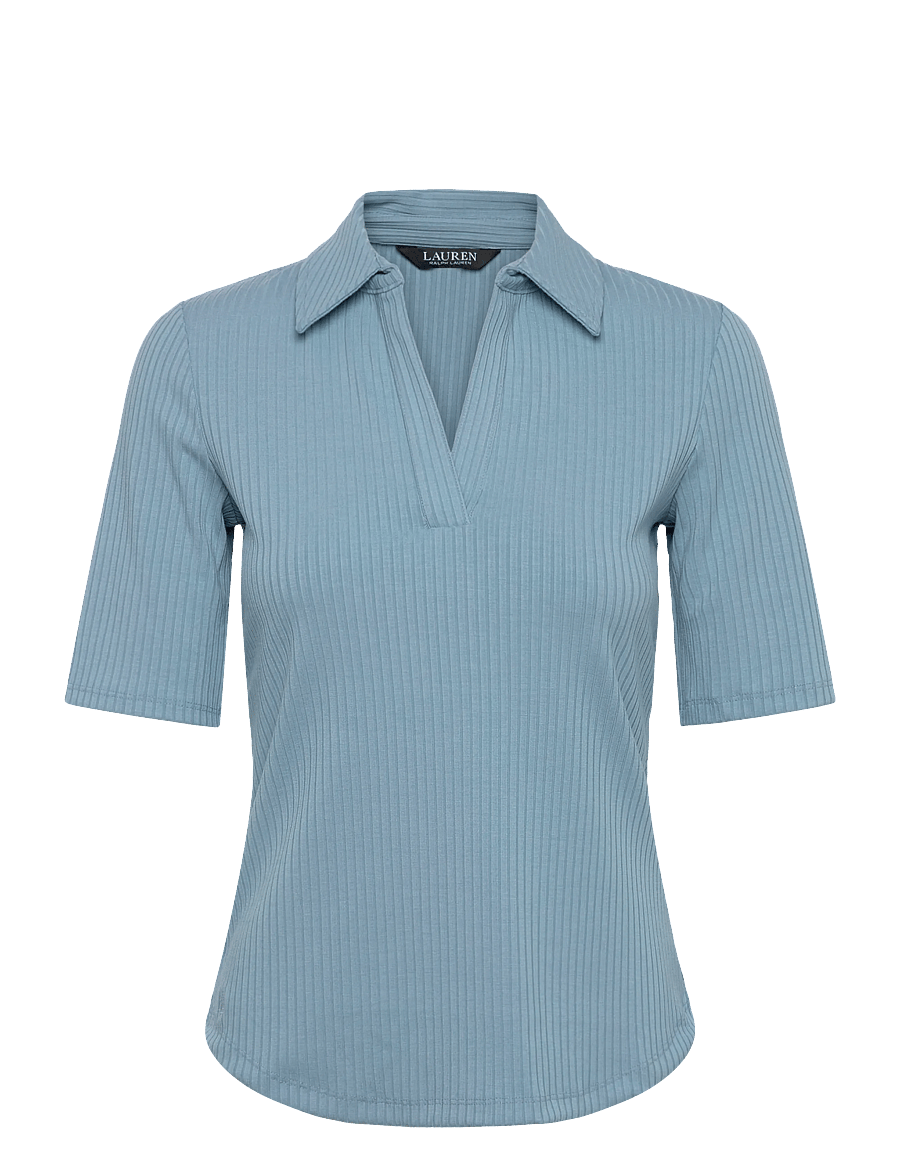 Lauren Ralph Lauren - Rib-Knit Elbow-Sleeve Polo Tee - poloer - blue note - 0