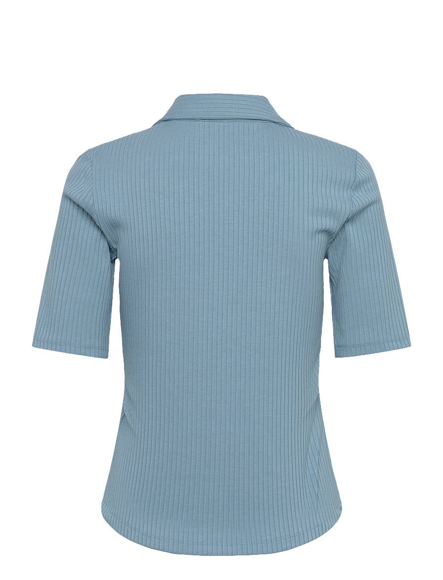 Lauren Ralph Lauren - Rib-Knit Elbow-Sleeve Polo Tee - poloer - blue note - 1