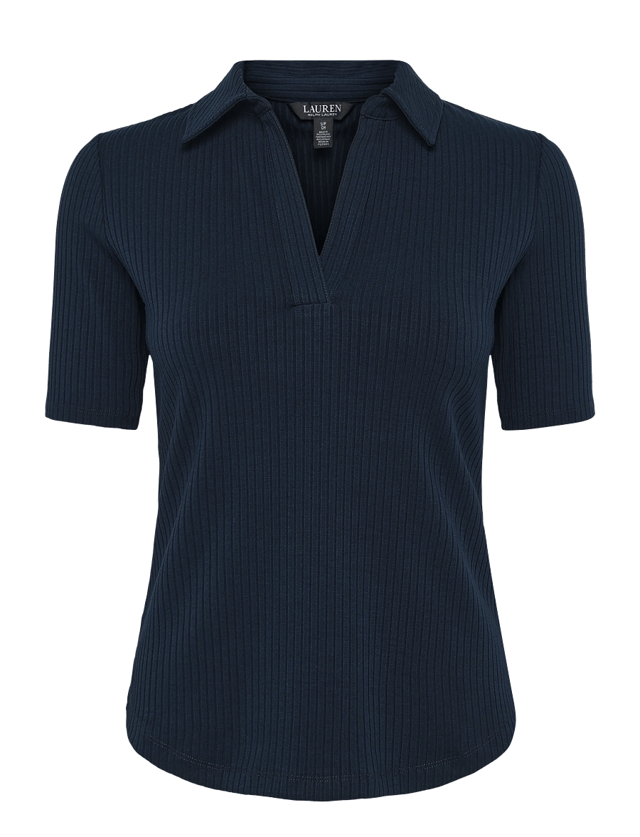 Lauren Ralph Lauren - Rib-Knit Elbow-Sleeve Polo Tee - poloer - lauren navy - 1