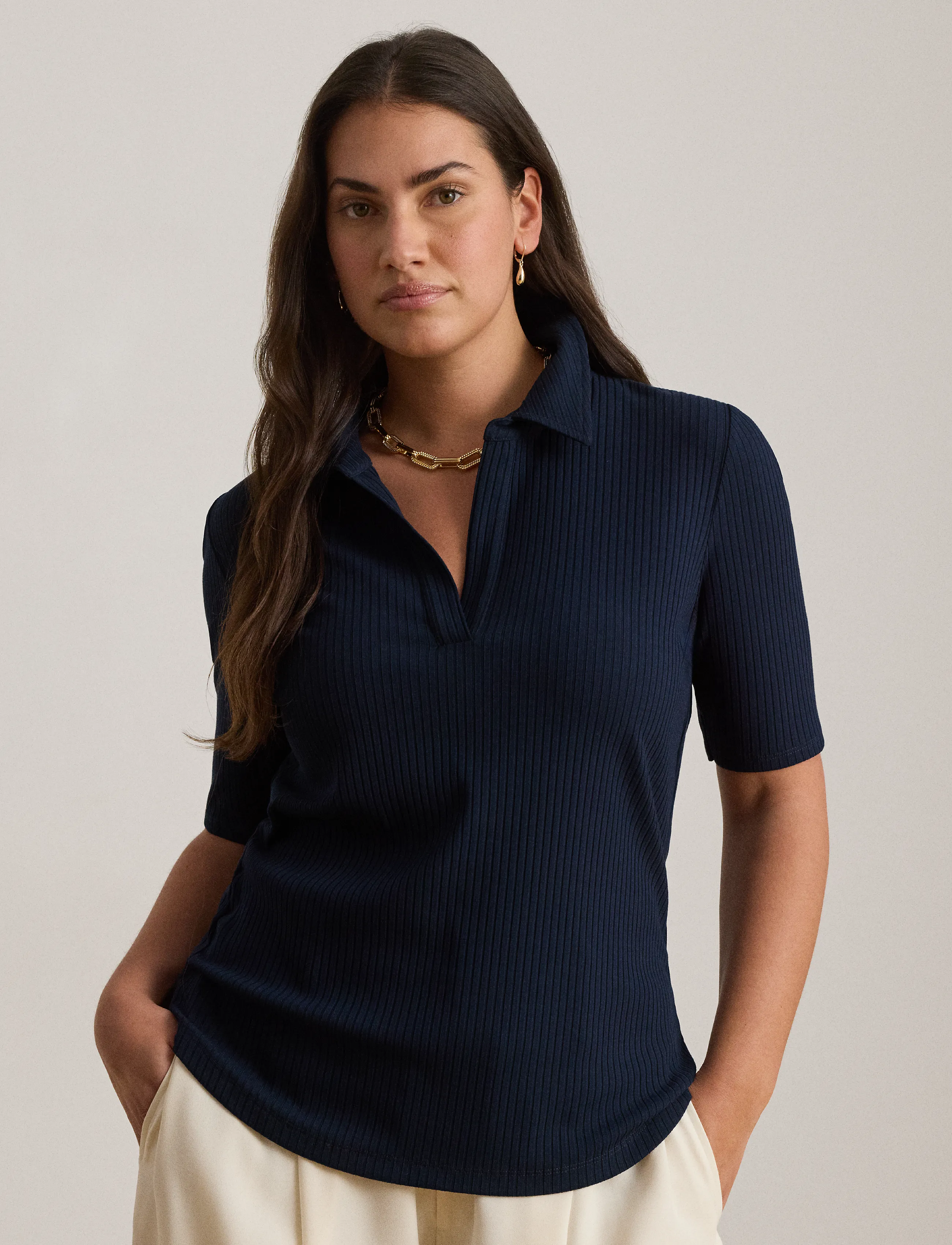 Lauren Ralph Lauren Rib-Knit Elbow-Sleeve Polo Tee blusar dam – bild 7