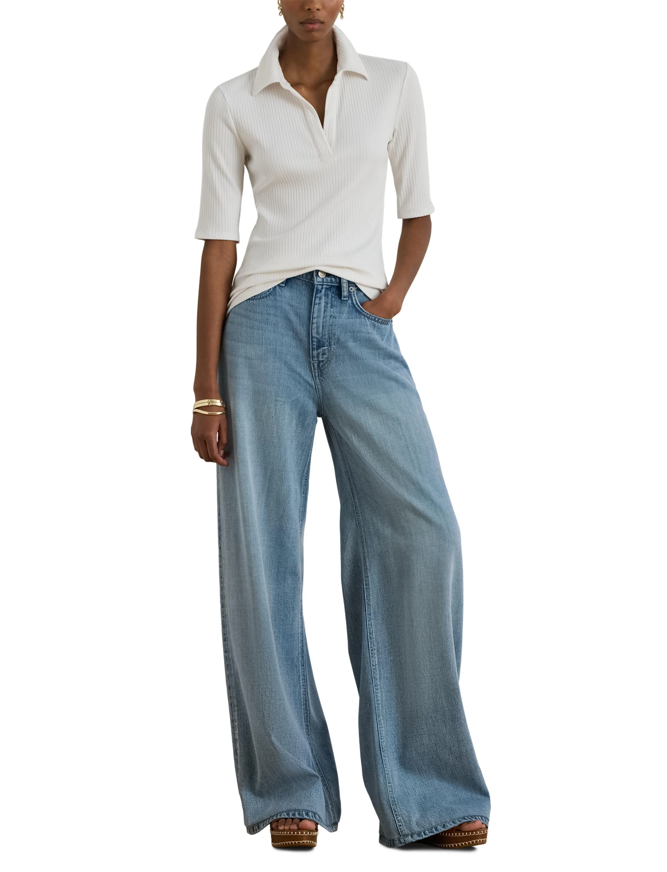 Lauren Ralph Lauren Rib-Knit Elbow-Sleeve Polo Tee blusar dam – bild 7