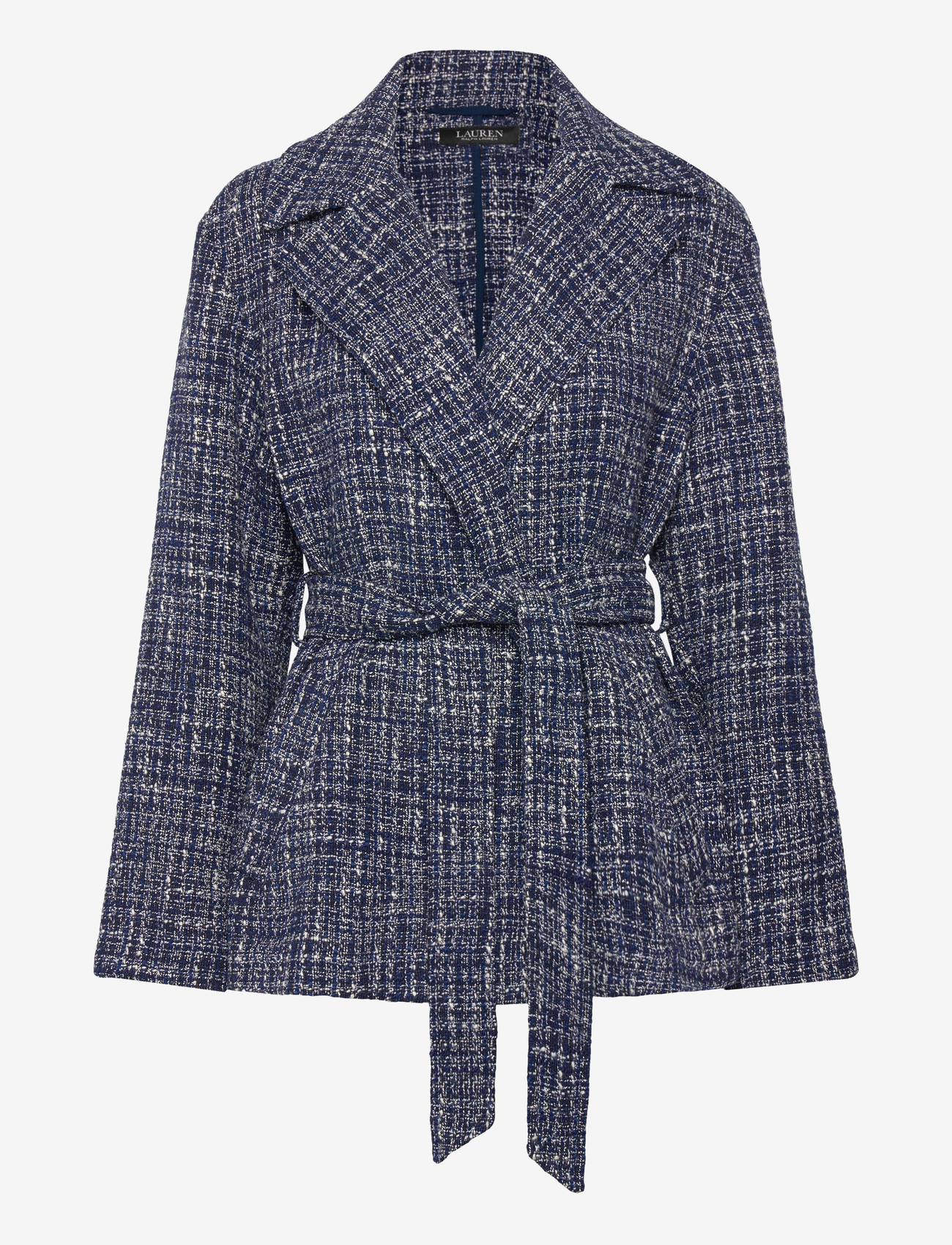 Lauren Ralph Lauren - Cotton-Blend Bouclé Wrap Coat - tunna kappor - navy blue multi - 0