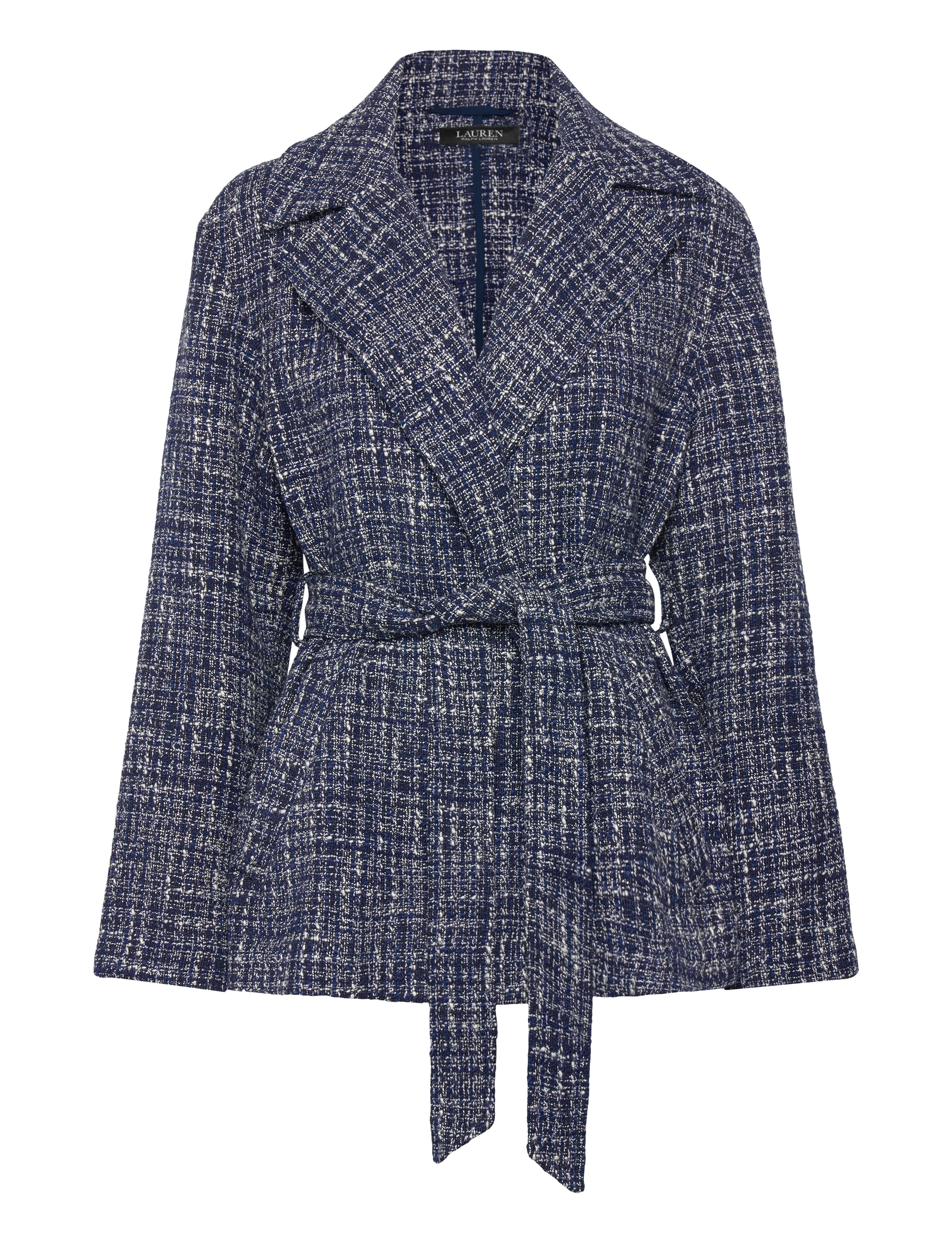 Lauren Ralph Lauren - Cotton-Blend Bouclé Wrap Coat - leichte mäntel - navy blue multi - 1