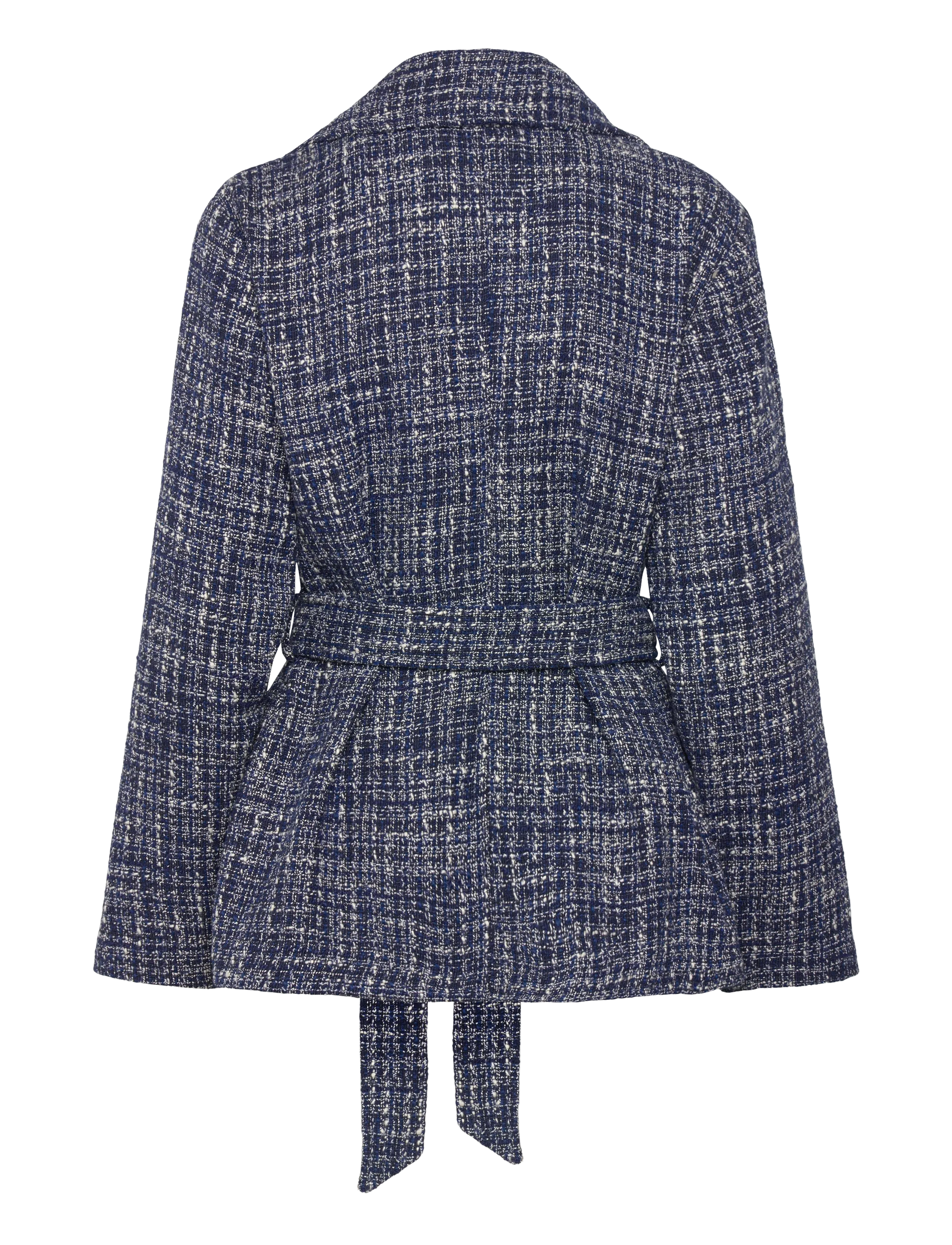Lauren Ralph Lauren - Cotton-Blend Bouclé Wrap Coat - leichte mäntel - navy blue multi - 2