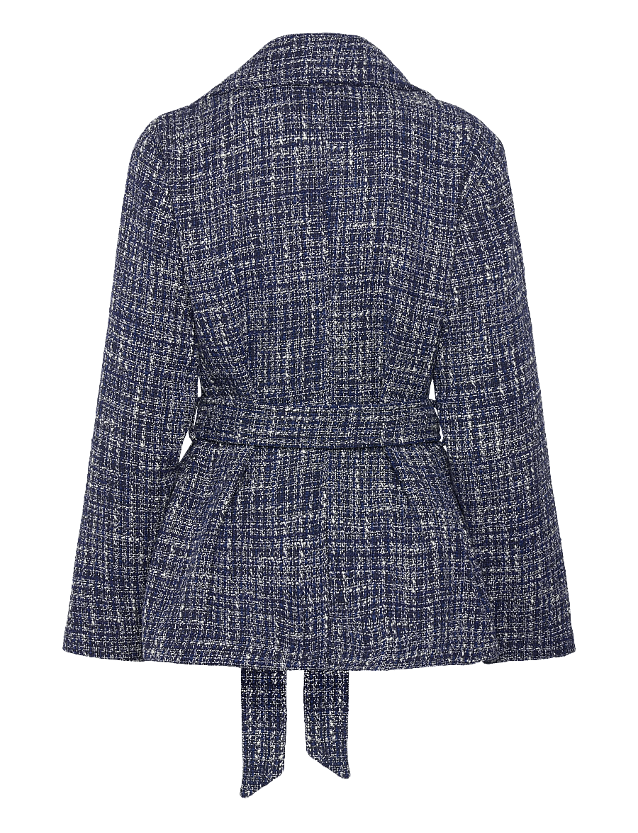 Lauren Ralph Lauren - Cotton-Blend Bouclé Wrap Coat - light coats - navy blue multi - 2