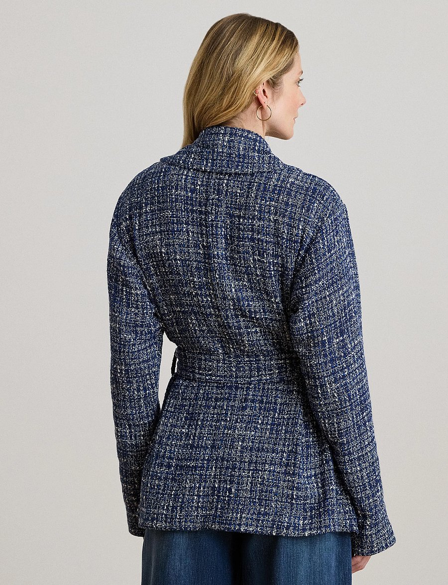 Lauren Ralph Lauren - Cotton-Blend Bouclé Wrap Coat - light coats - navy blue multi - 3