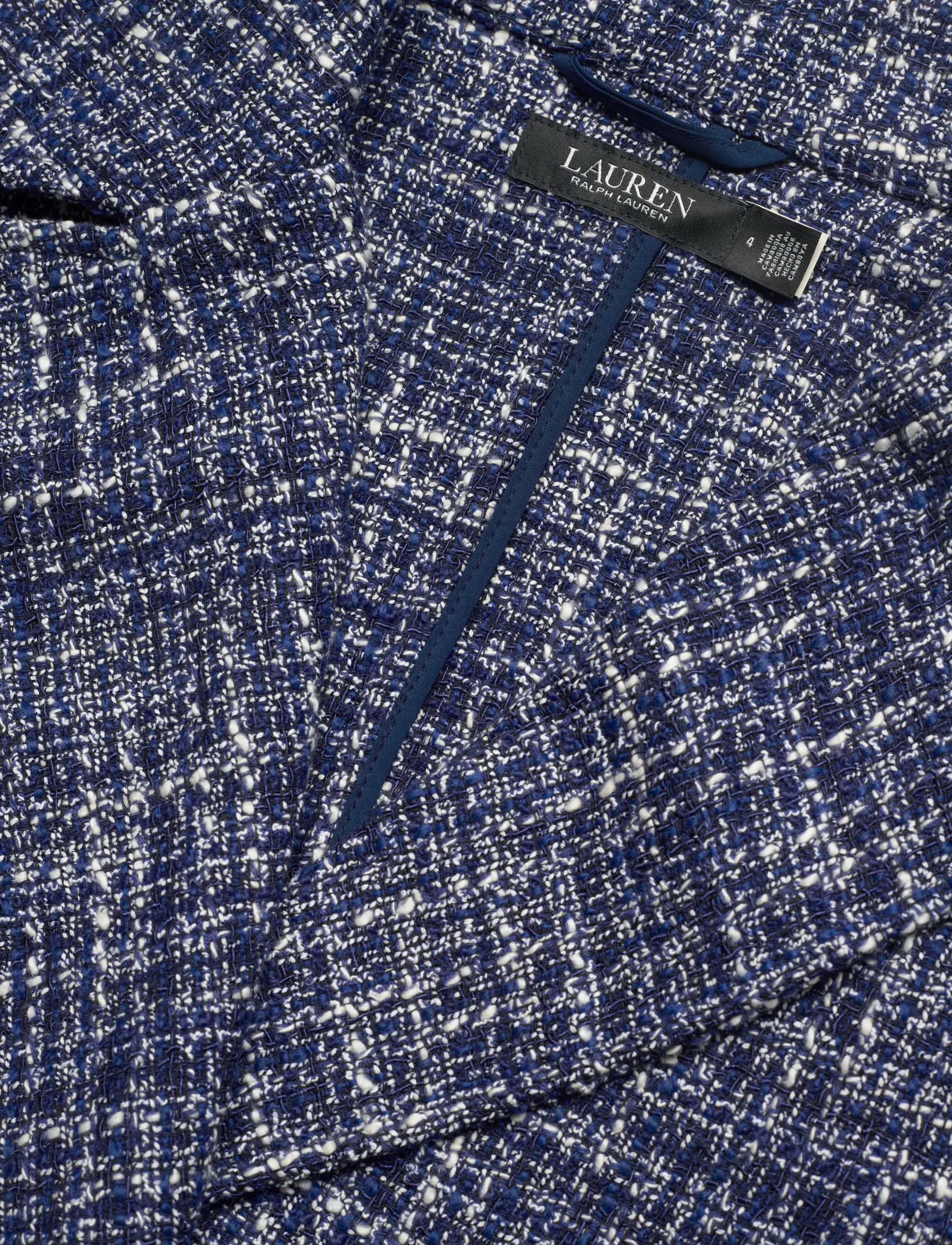Lauren Ralph Lauren - Cotton-Blend Bouclé Wrap Coat - lette frakker - navy blue multi - 4