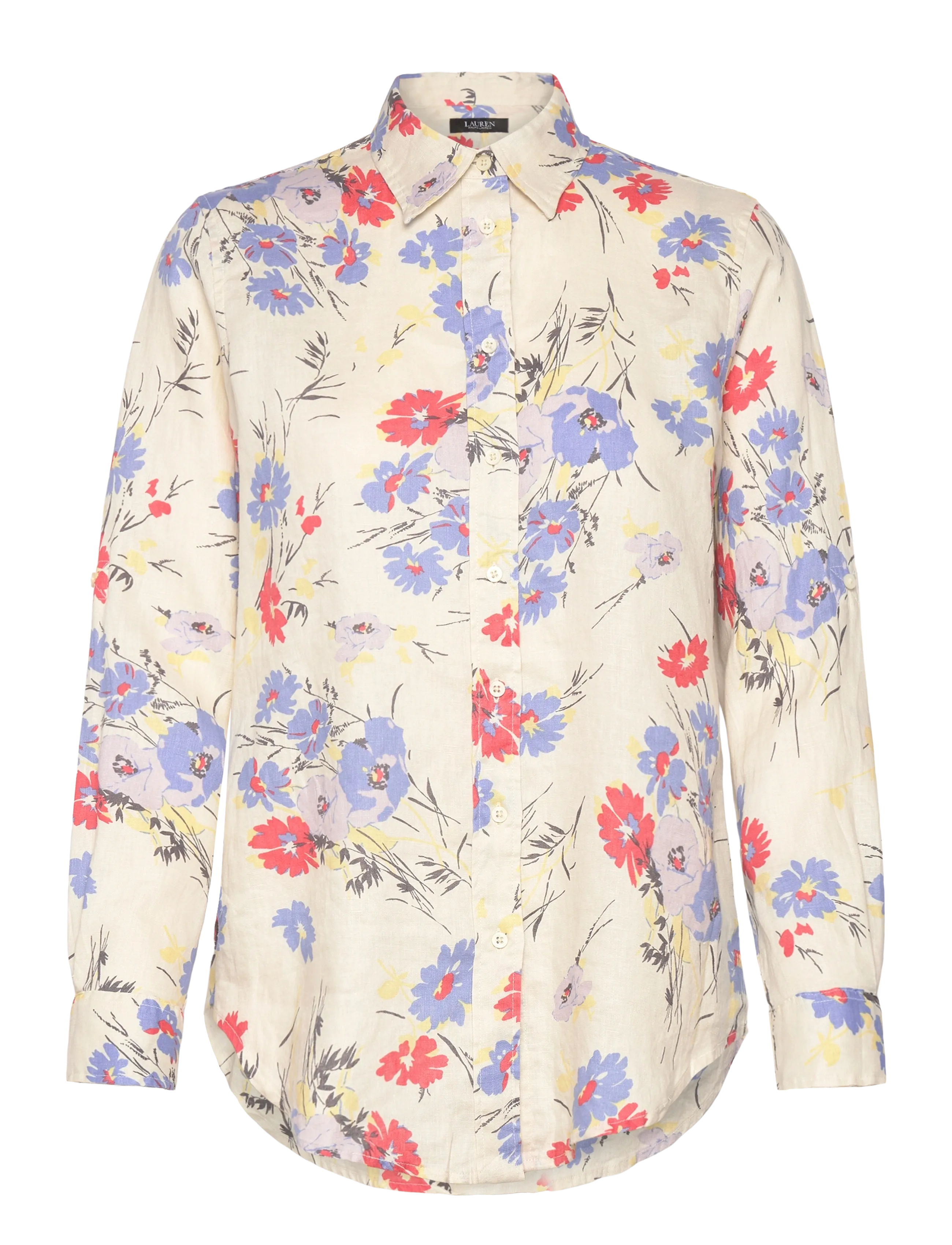 Lauren Ralph Lauren TISSUE LINEN-WVN-SHIRT - Clothing - CREAM MULTI / blue