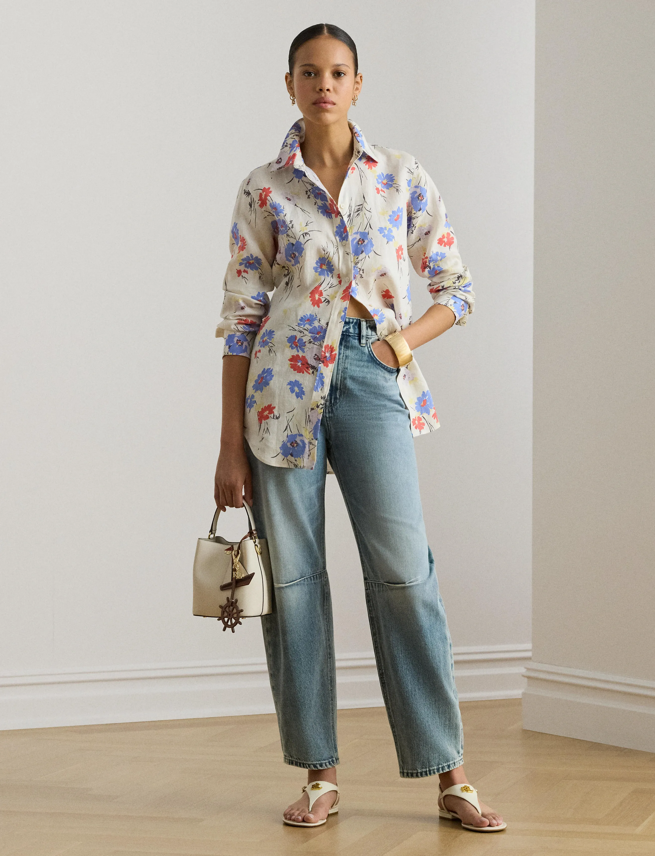 Lauren Ralph Lauren Tissue Linen-Wvn-Shirt, XS, Blue, Skjorter > Langærmede, Dame