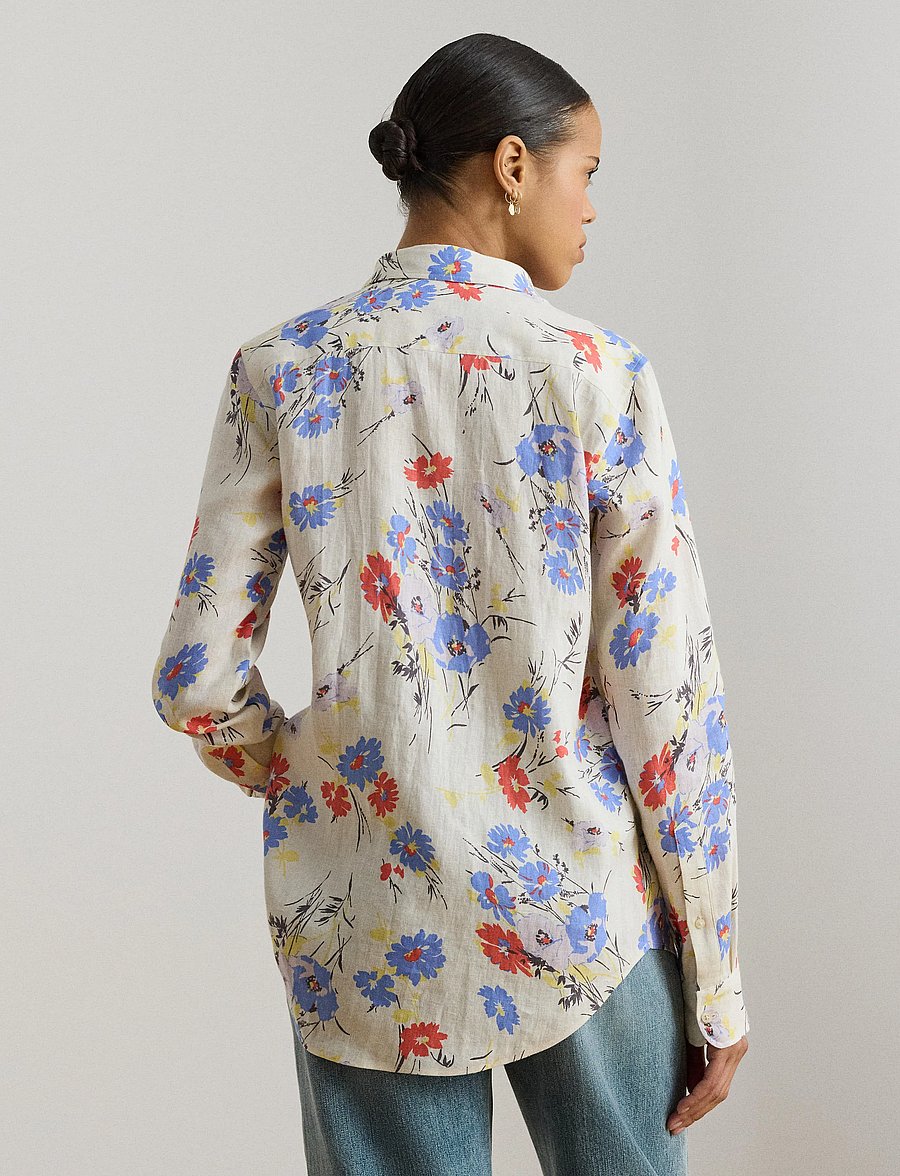 Lauren Ralph Lauren - TISSUE LINEN-WVN-SHIRT - hørskjorter - cream multi - 3