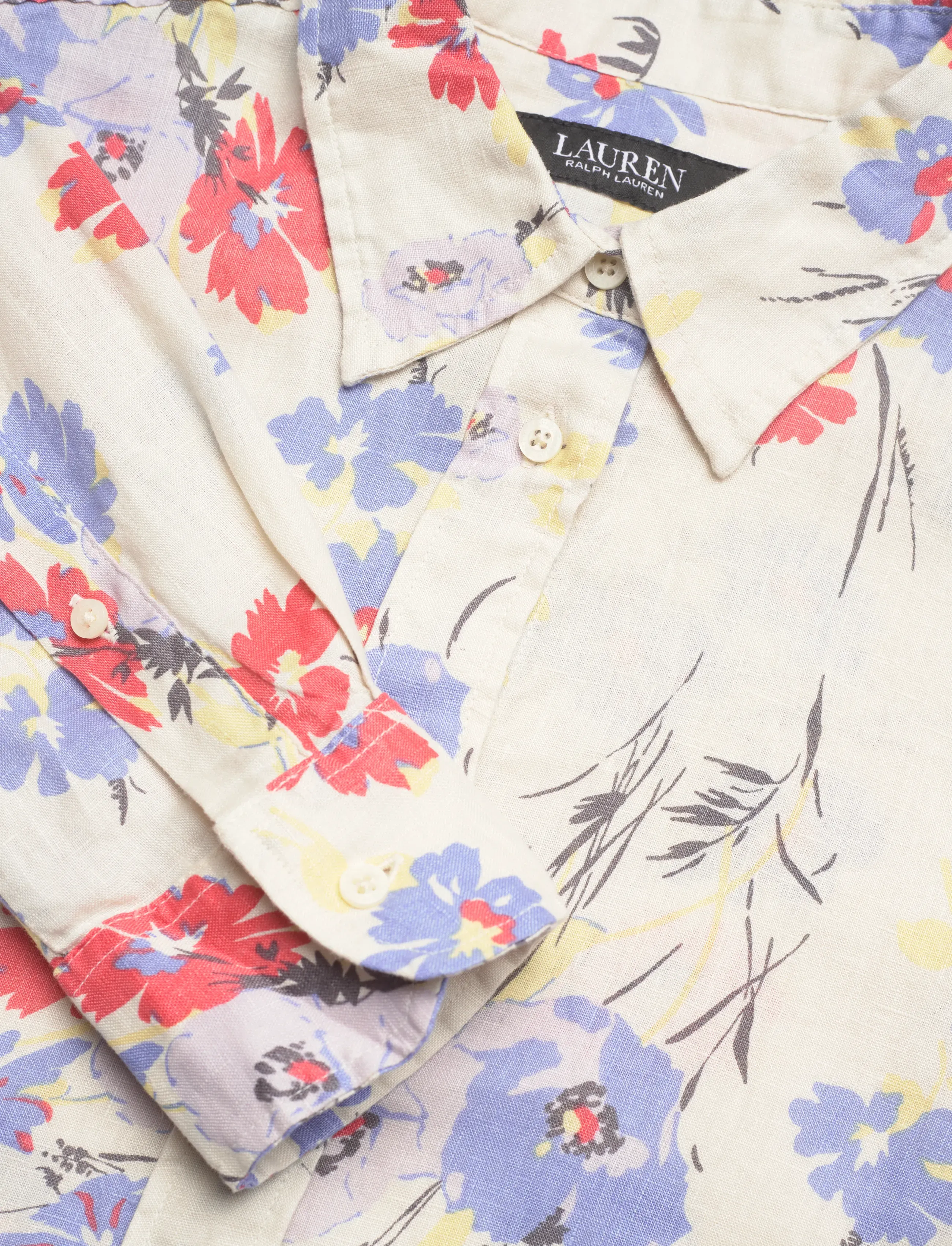 Lauren Ralph Lauren - TISSUE LINEN-WVN-SHIRT - hørskjorter - cream multi - 4