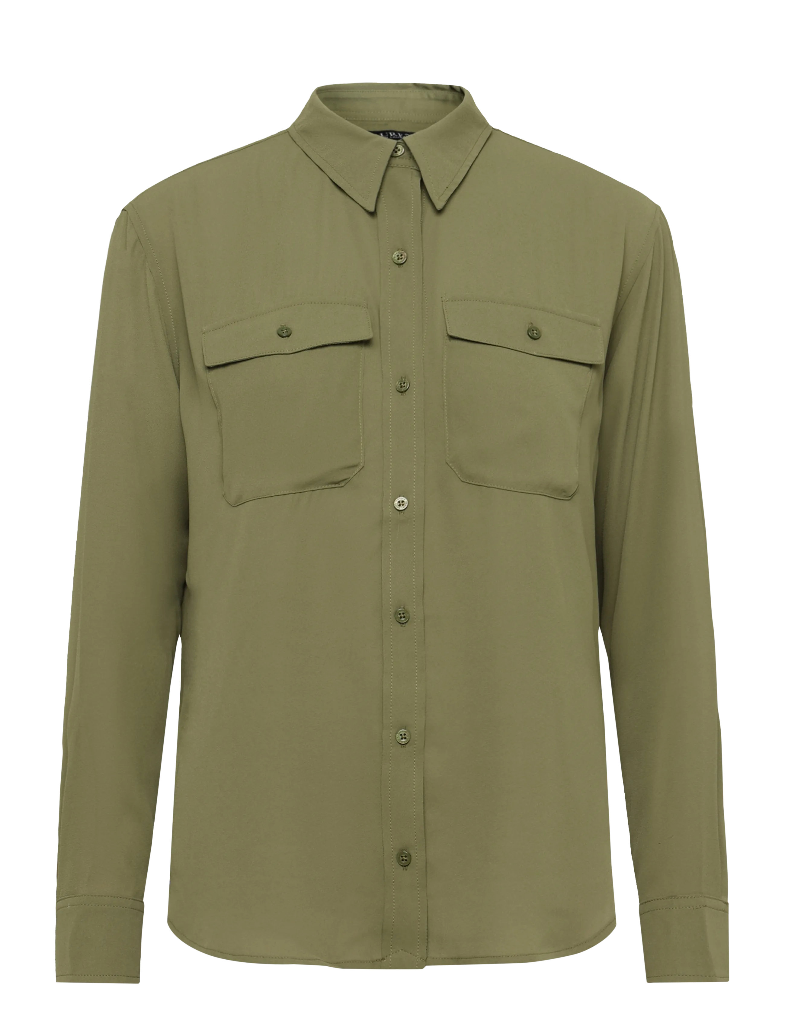 Lauren Ralph Lauren Relaxed Fit Georgette Shirt - Transitional Layering - OLIVE GROVE / khaki/green