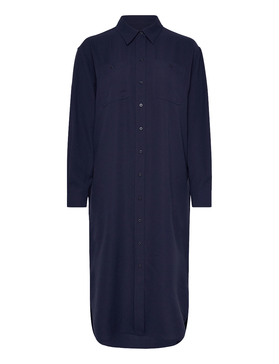 Lauren Ralph Lauren - Double-Faced Georgette Shirtdress - skjortekjoler - refined navy - 0