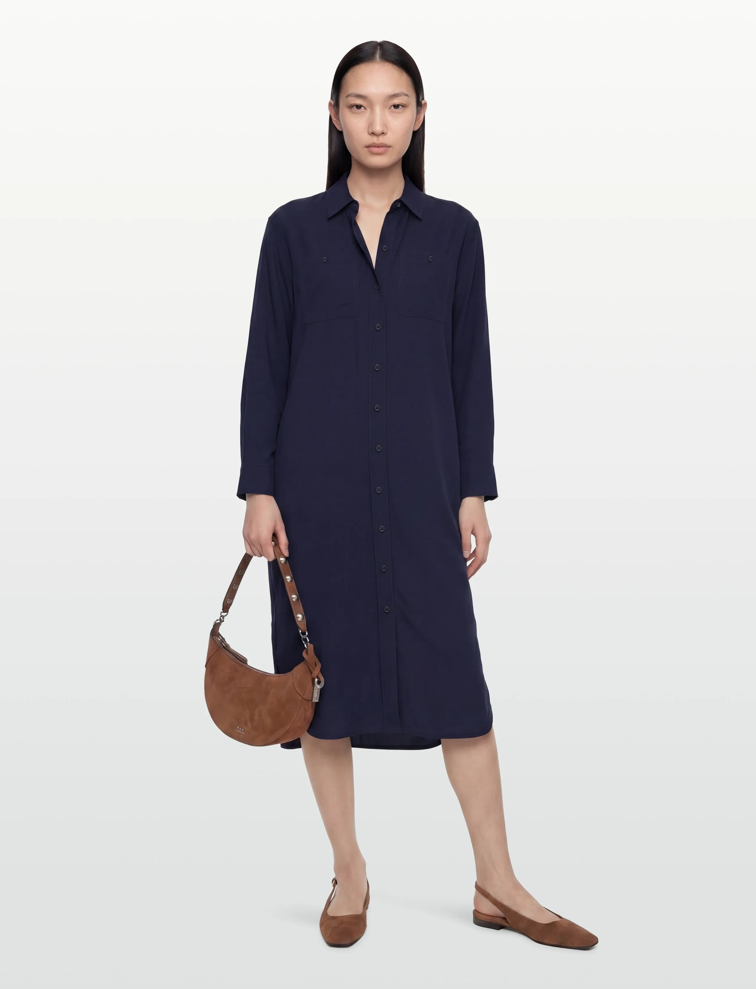 Lauren Ralph Lauren Double-Faced Georgette Shirtdress - Midikleider - REFINED NAVY / navy