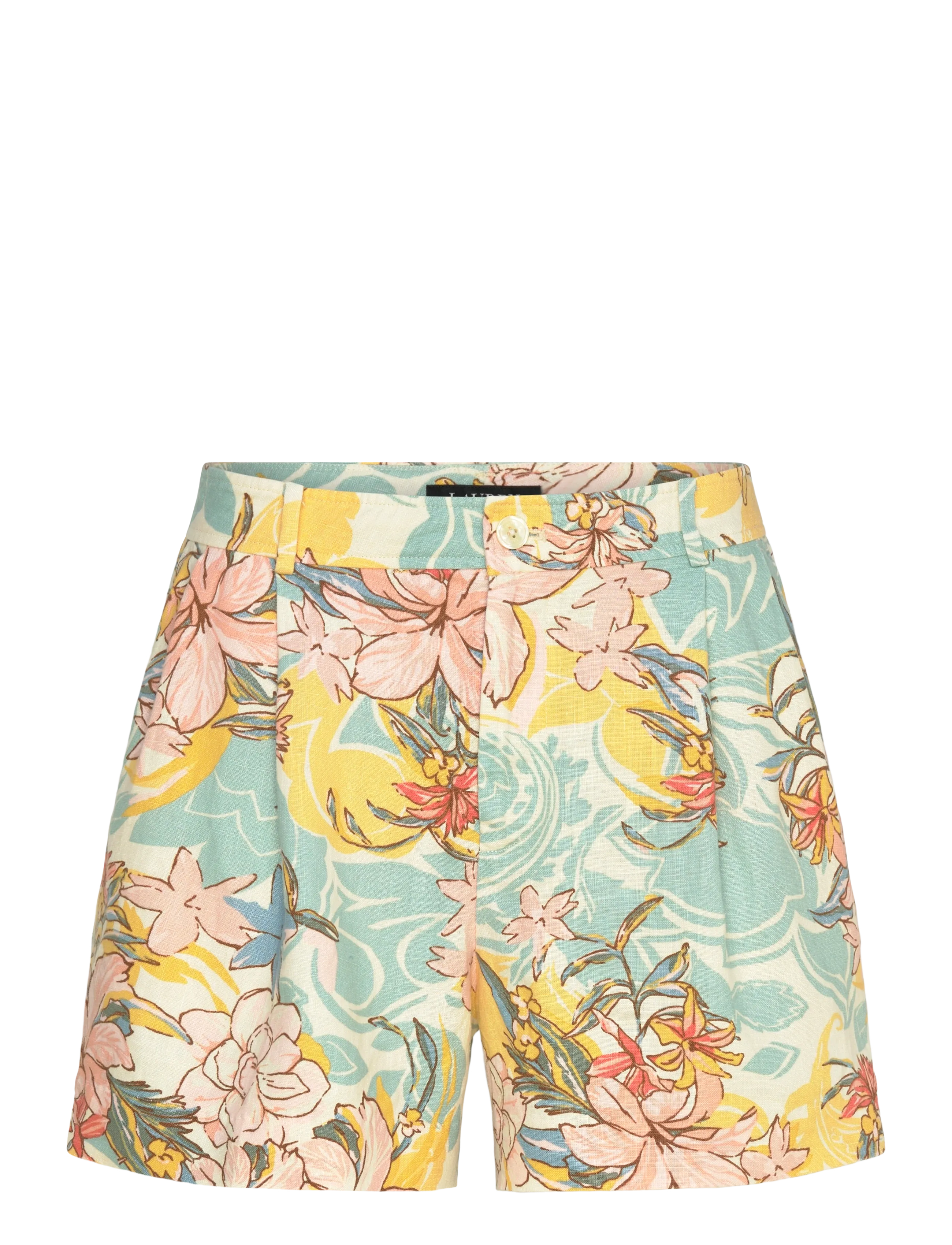 Lauren Ralph Lauren CLASSIC LINEN-WVN-SHORTS - Svala linneplagg - CREAM/BLUE MULTI / blue