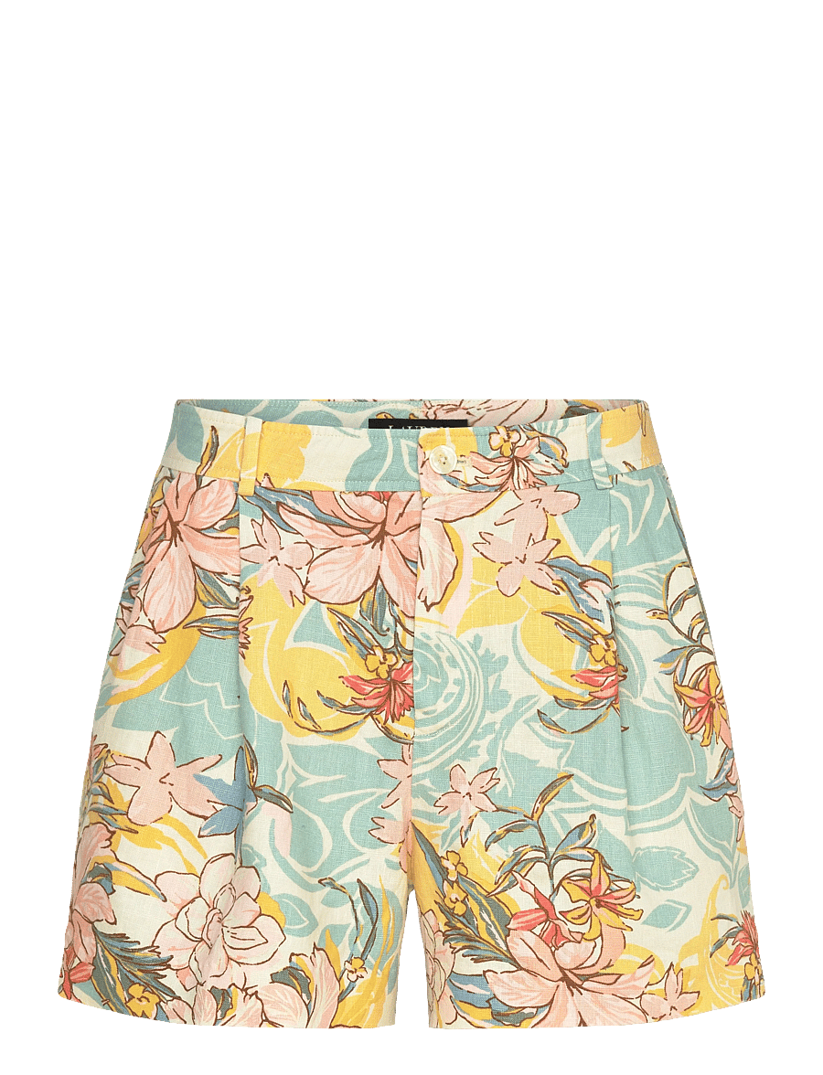 Lauren Ralph Lauren - CLASSIC LINEN-WVN-SHORTS - hørshorts - cream/blue multi - 1