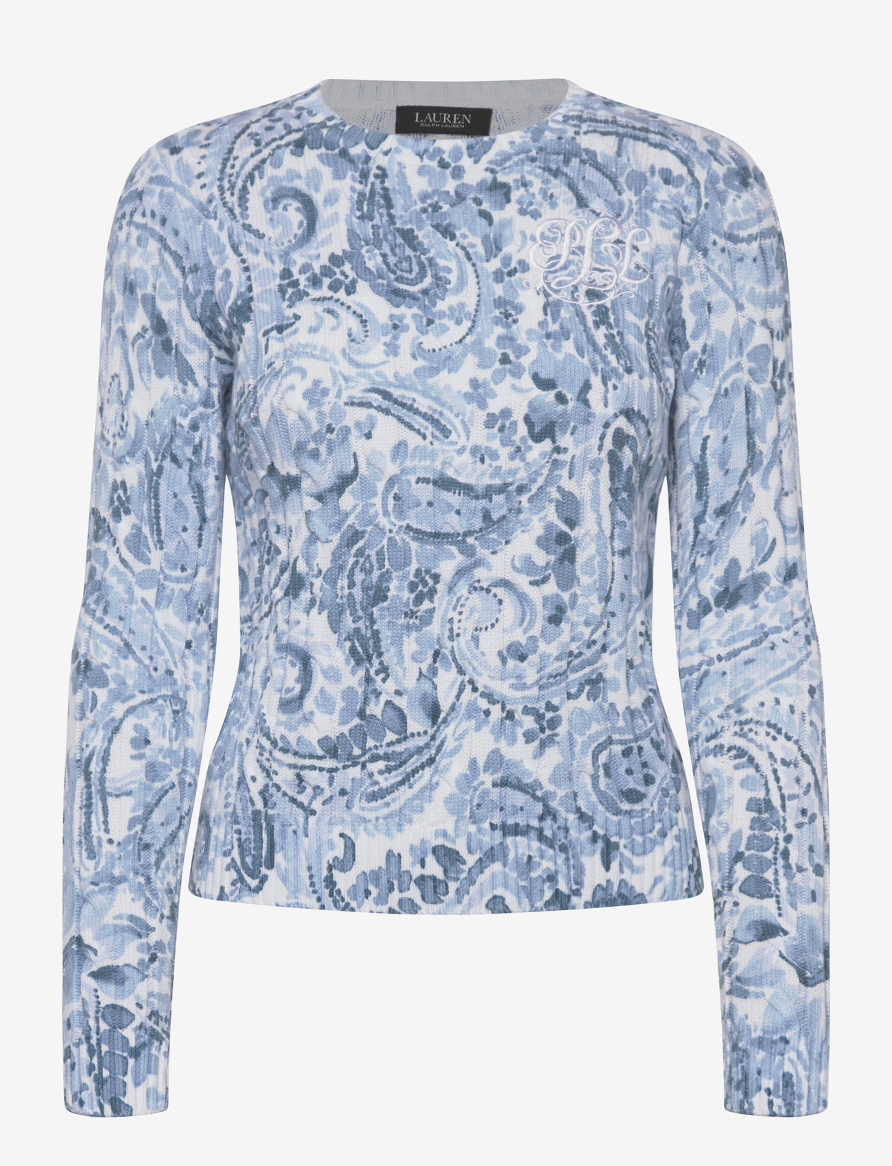 Lauren Ralph Lauren - GASSED COTTON-SWEATER-PULLOVER - pikkade varrukatega pluusid - white/blue multi - 0