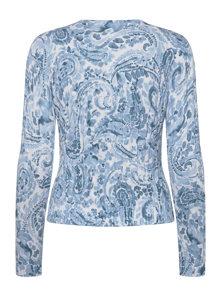 Lauren Ralph Lauren - GASSED COTTON-SWEATER-PULLOVER - långärmade blusar - white/blue multi - 1