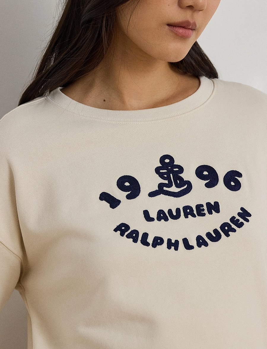 Lauren Ralph Lauren - DIAGONAL FRNCH TRRY-KNT-SWEATSHIRT - sweatshirts - mascarpone cream - 4