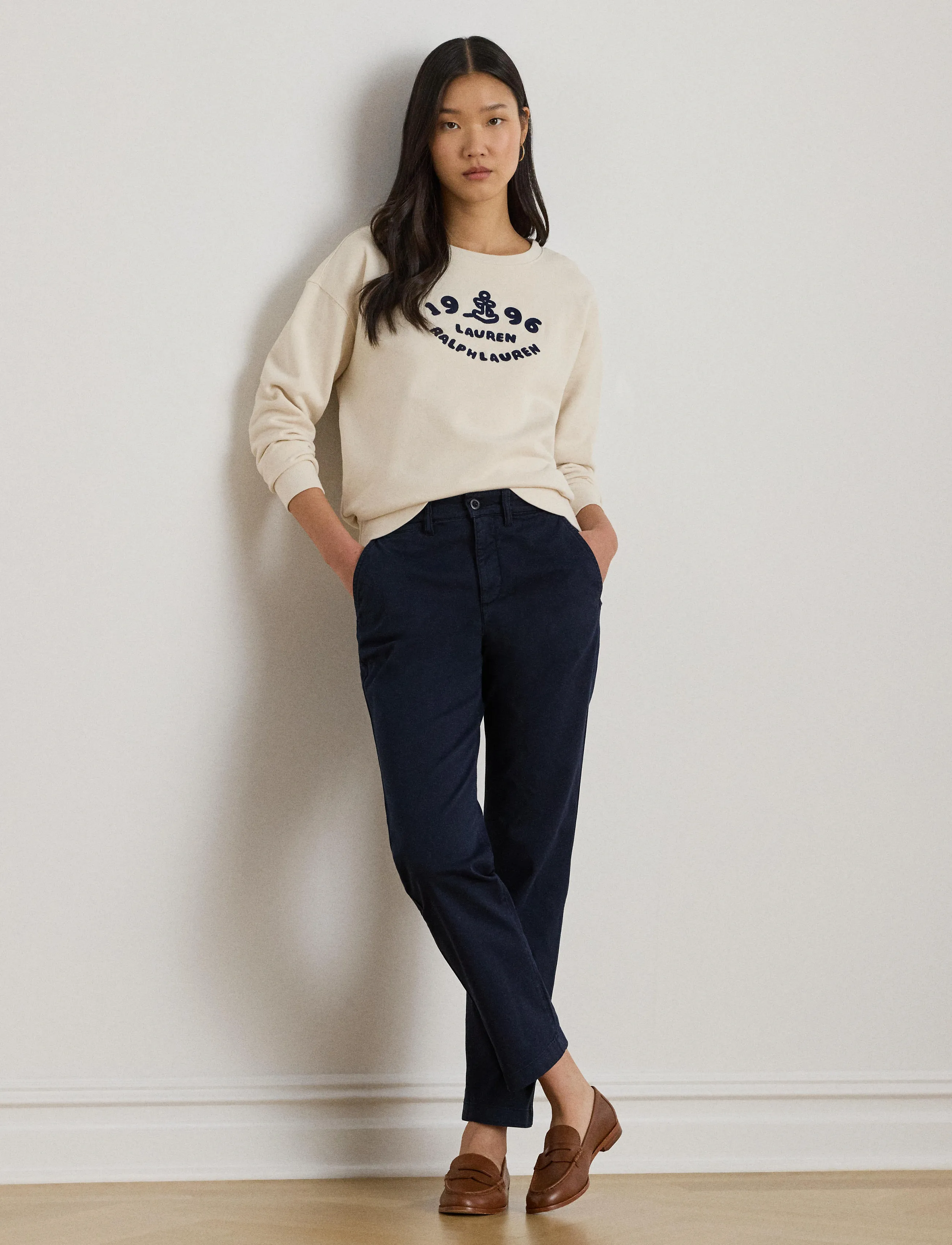 Lauren Ralph Lauren - DIAGONAL FRNCH TRRY-KNT-SWEATSHIRT - colleget - mascarpone cream - 5
