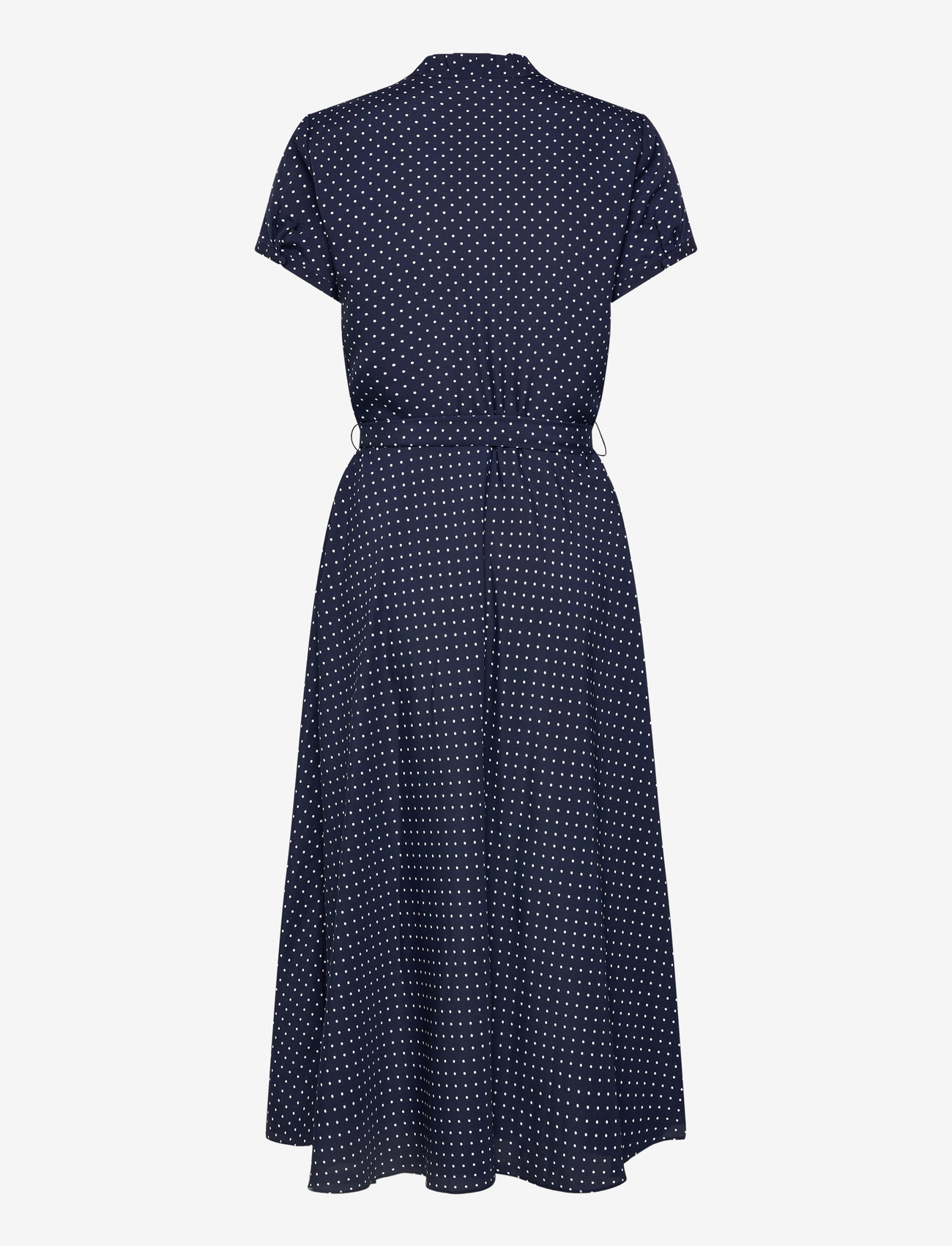 Lauren Ralph Lauren - Polka-Dot Belted Crepe Dress - hemdkleider - navy/white - 1