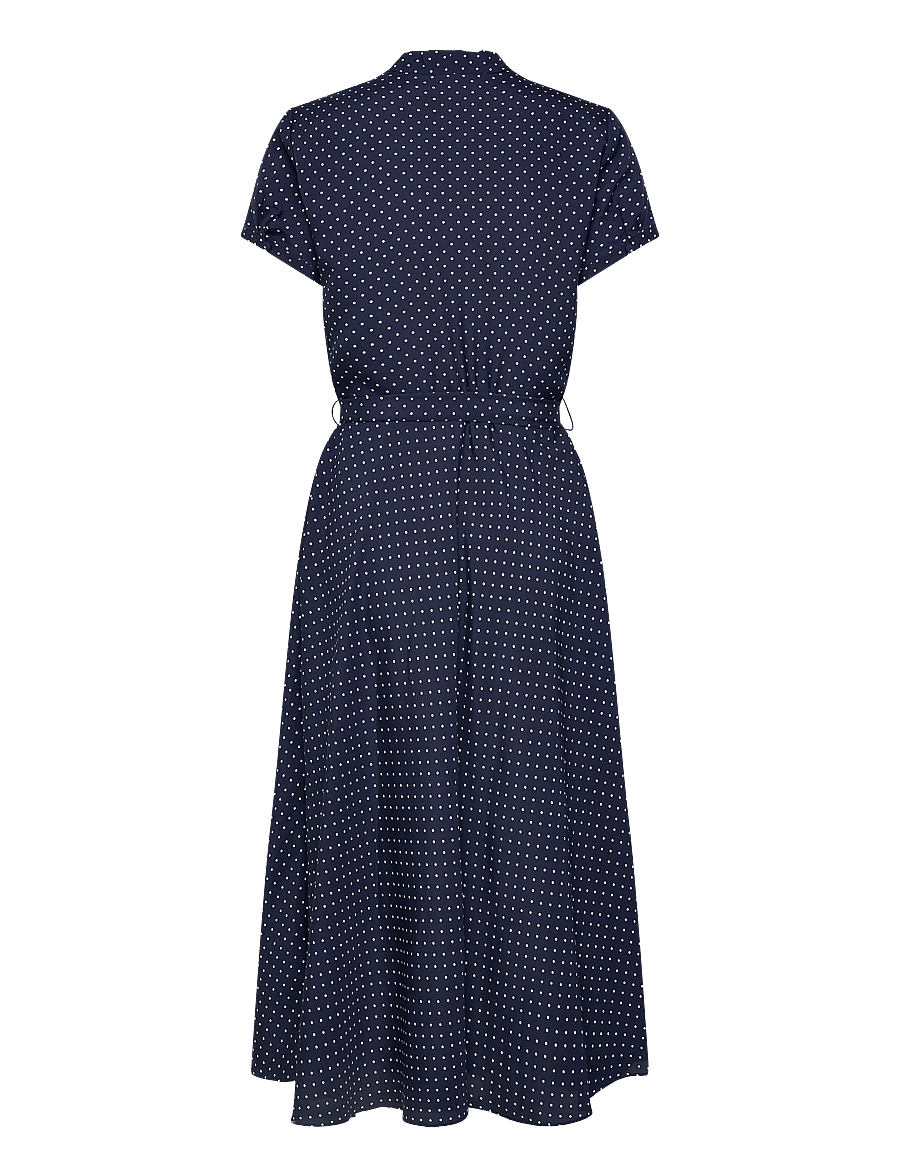 Lauren Ralph Lauren - Polka-Dot Belted Crepe Dress - särkkleidid - navy/white - 2